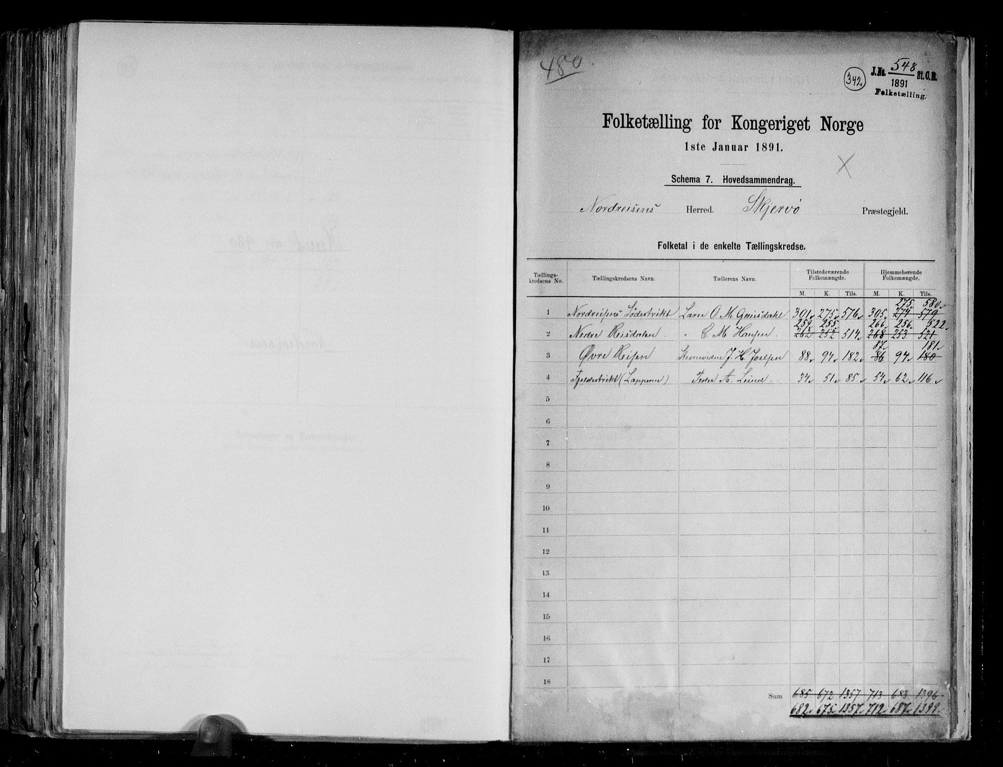 RA, 1891 census for 1942 Nordreisa, 1891, p. 2