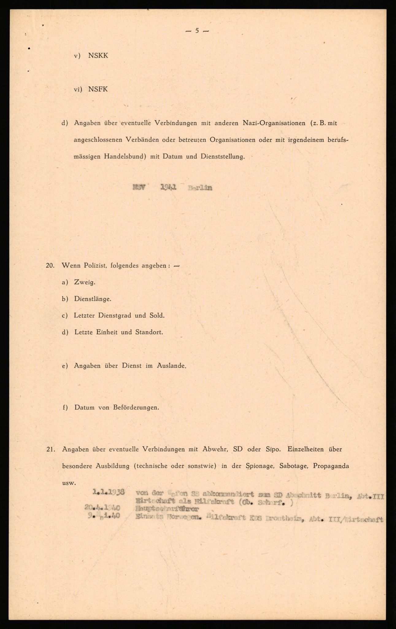 Forsvaret, Forsvarets overkommando II, AV/RA-RAFA-3915/D/Db/L0028: CI Questionaires. Tyske okkupasjonsstyrker i Norge. Tyskere., 1945-1946, p. 161