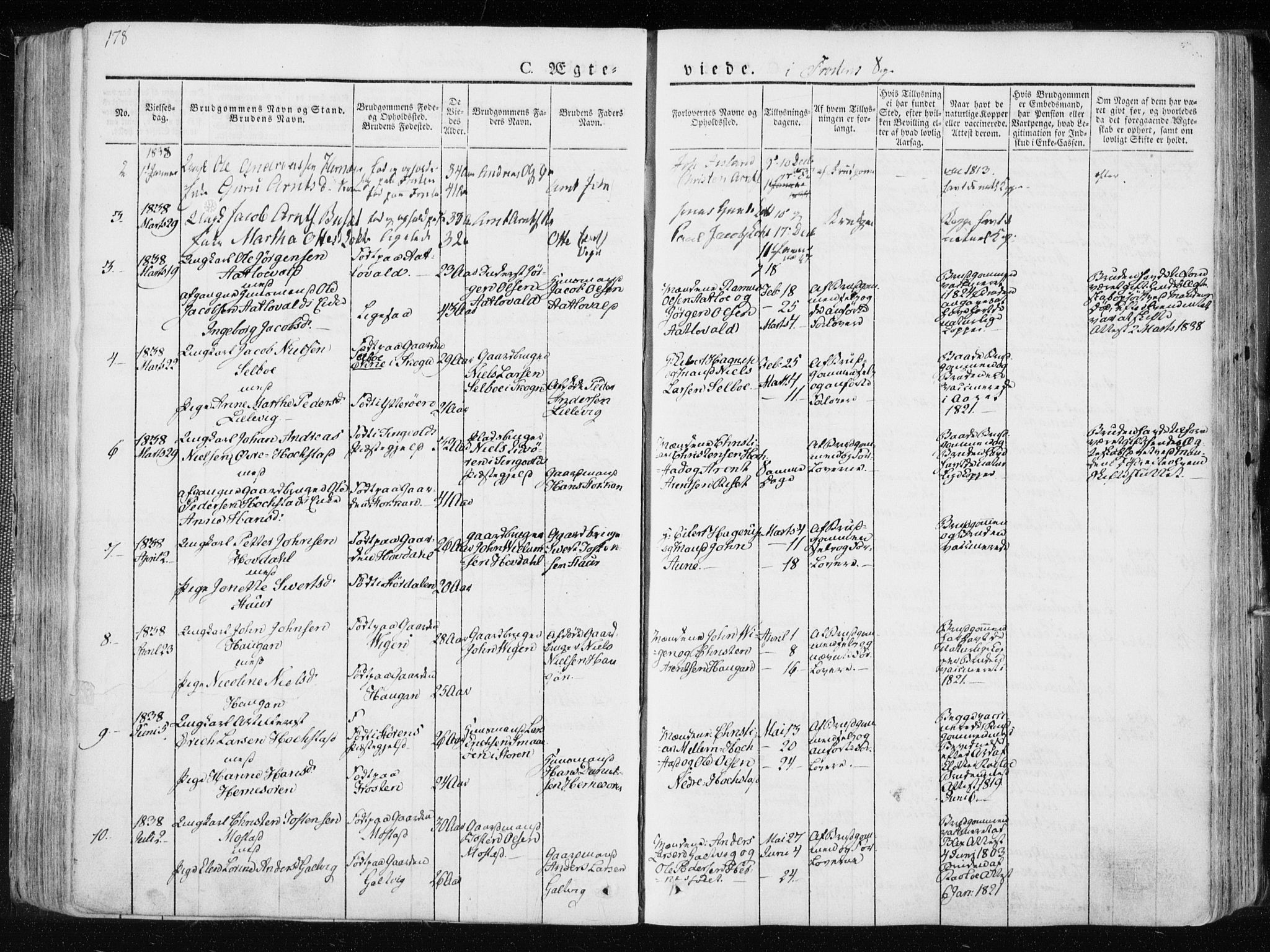 Ministerialprotokoller, klokkerbøker og fødselsregistre - Nord-Trøndelag, SAT/A-1458/713/L0114: Parish register (official) no. 713A05, 1827-1839, p. 178