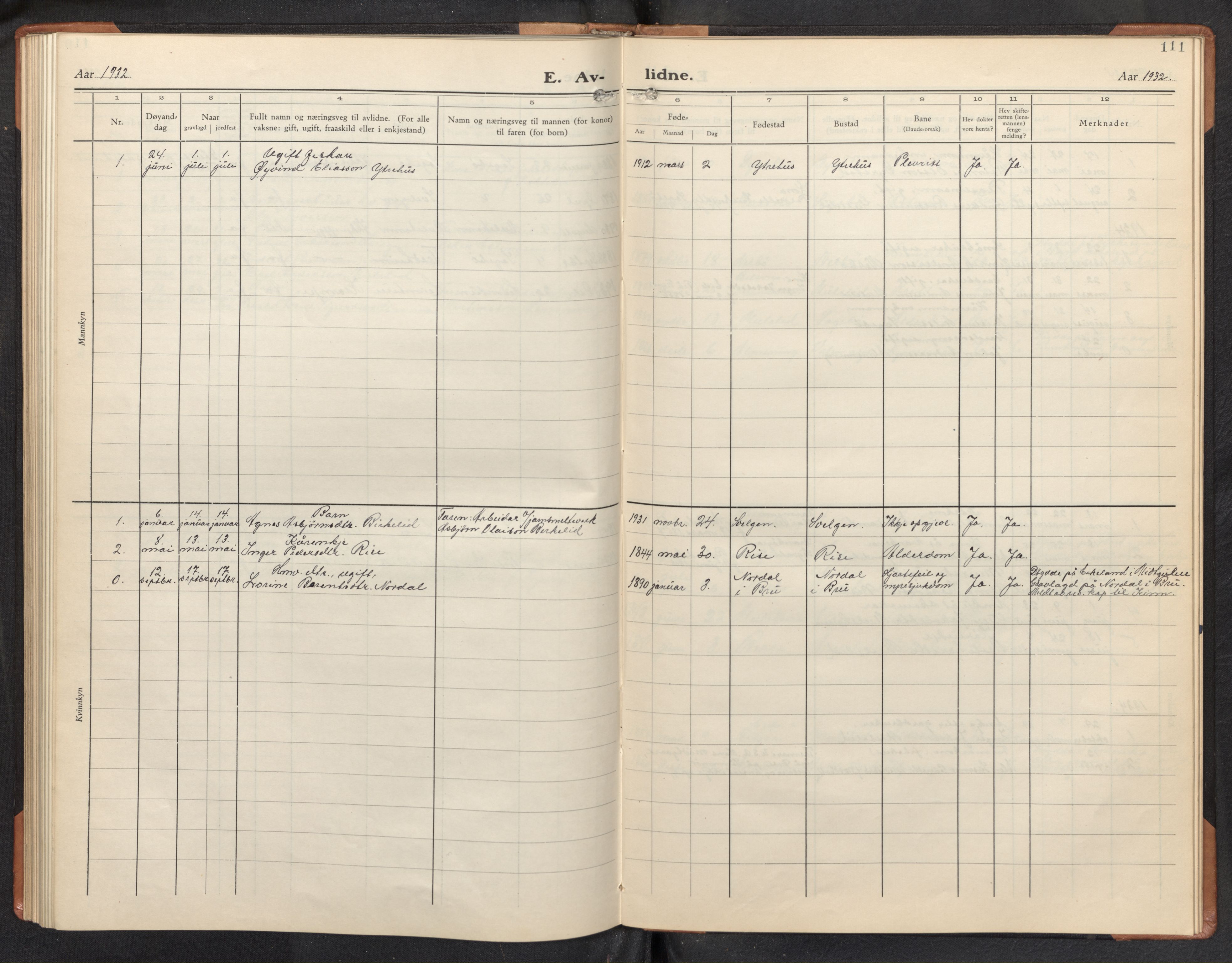 Davik sokneprestembete, SAB/A-79701/H/Hab/Habb/L0002: Parish register (copy) no. B 2, 1929-1951, p. 110b-111a