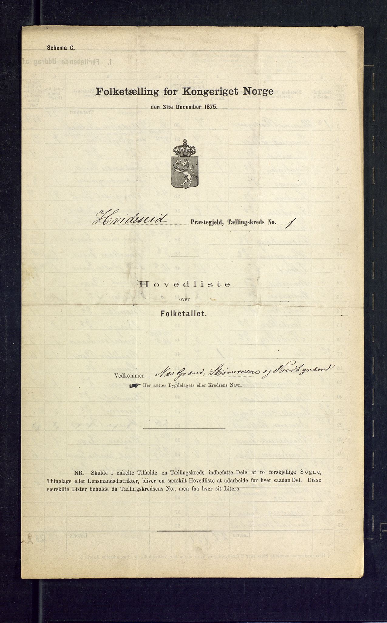 SAKO, 1875 census for 0829P Kviteseid, 1875, p. 2