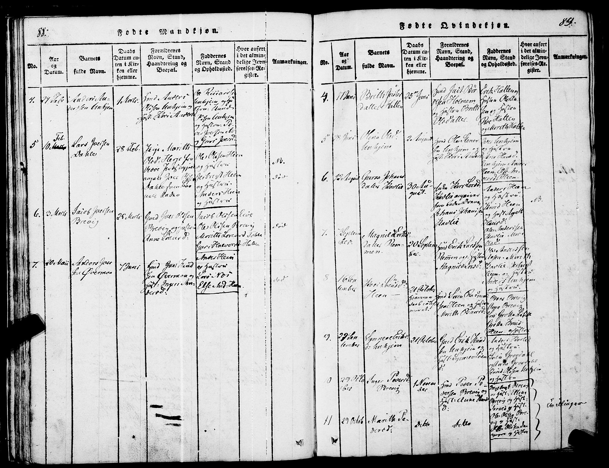 Ministerialprotokoller, klokkerbøker og fødselsregistre - Møre og Romsdal, SAT/A-1454/545/L0585: Parish register (official) no. 545A01, 1818-1853, p. 88-89