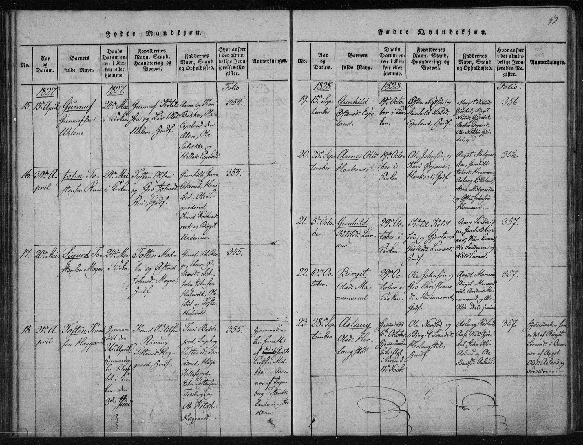 Tinn kirkebøker, SAKO/A-308/F/Fa/L0004: Parish register (official) no. I 4, 1815-1843, p. 51b-52a