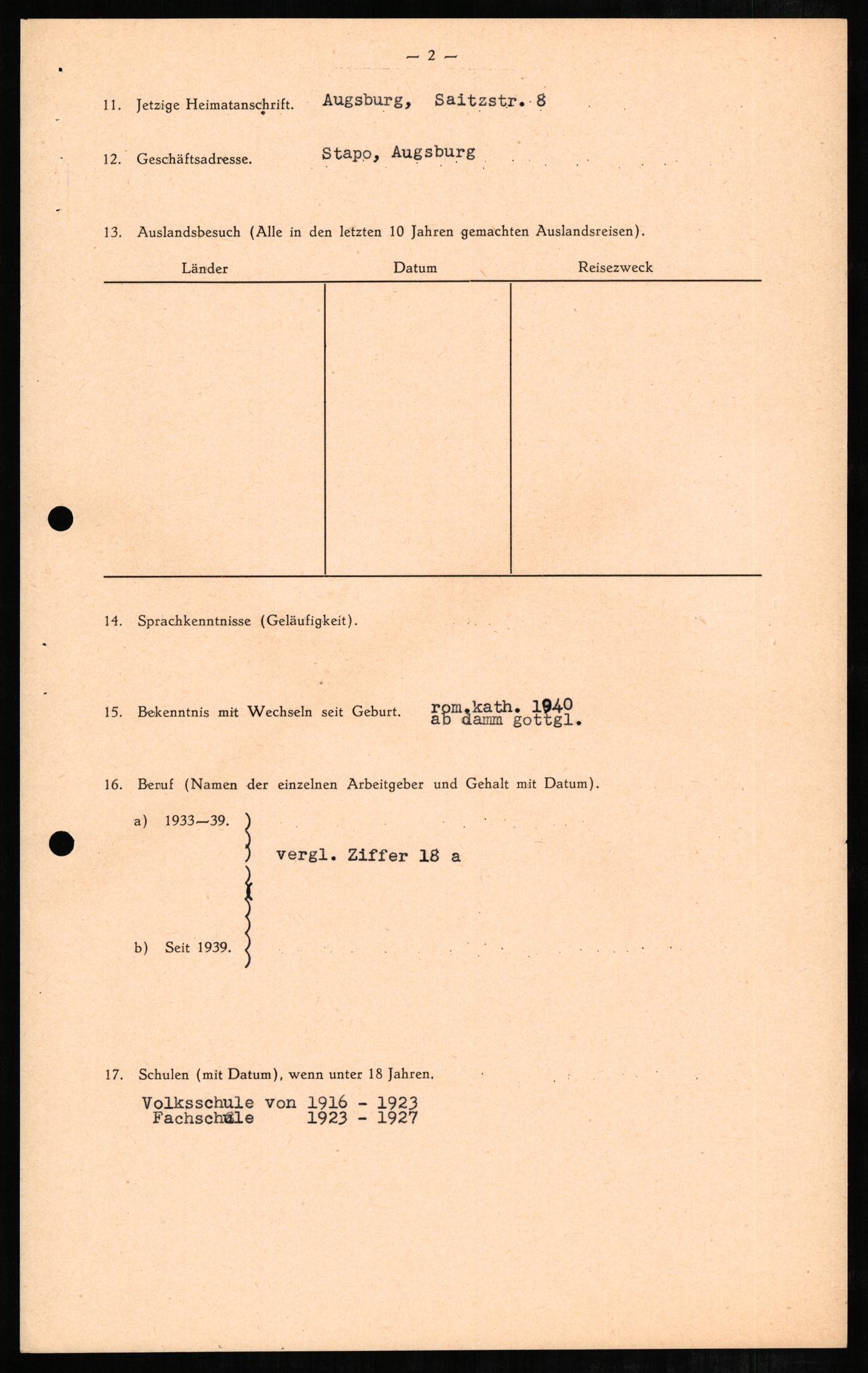 Forsvaret, Forsvarets overkommando II, AV/RA-RAFA-3915/D/Db/L0003: CI Questionaires. Tyske okkupasjonsstyrker i Norge. Tyskere., 1945-1946, p. 146