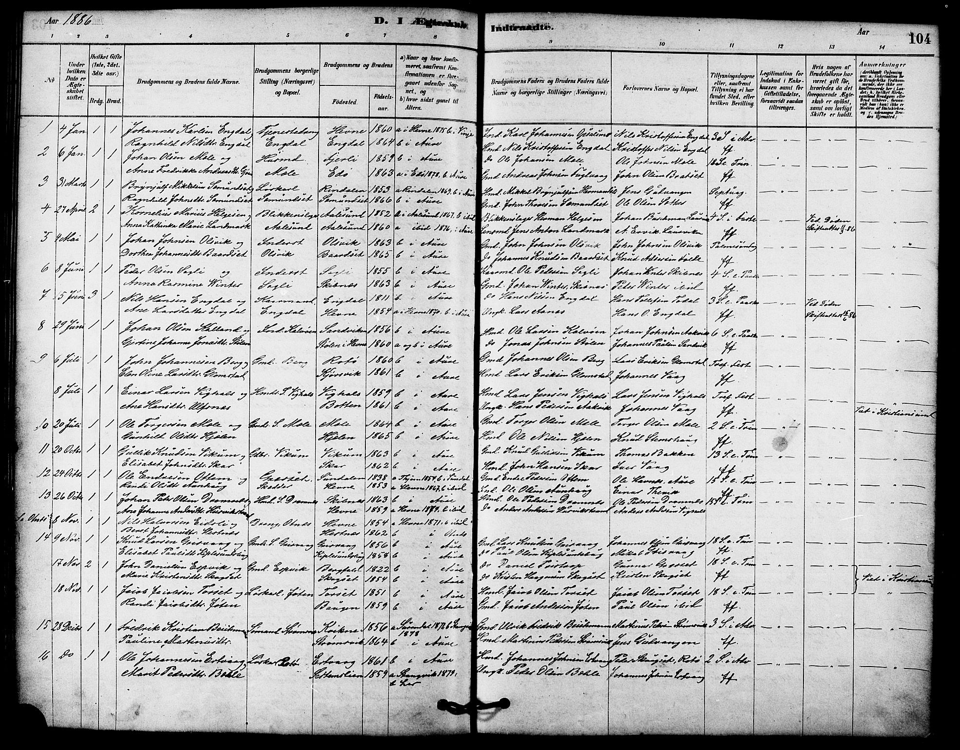 Ministerialprotokoller, klokkerbøker og fødselsregistre - Møre og Romsdal, AV/SAT-A-1454/578/L0906: Parish register (official) no. 578A05, 1878-1886, p. 104