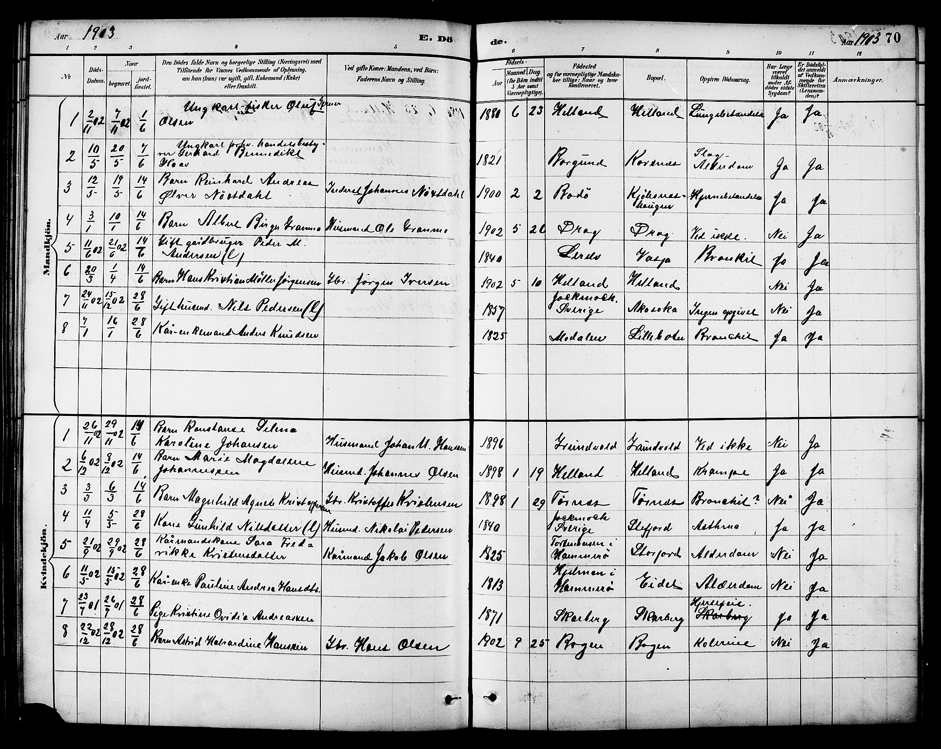 Ministerialprotokoller, klokkerbøker og fødselsregistre - Nordland, AV/SAT-A-1459/861/L0870: Parish register (official) no. 861A05, 1889-1903, p. 70