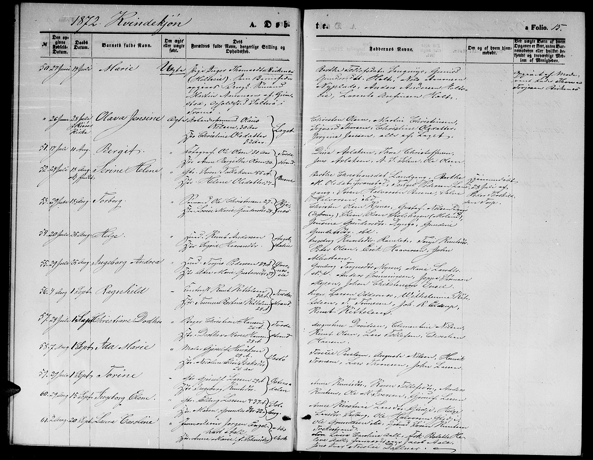 Holt sokneprestkontor, AV/SAK-1111-0021/F/Fb/L0009: Parish register (copy) no. B 9, 1871-1883, p. 15