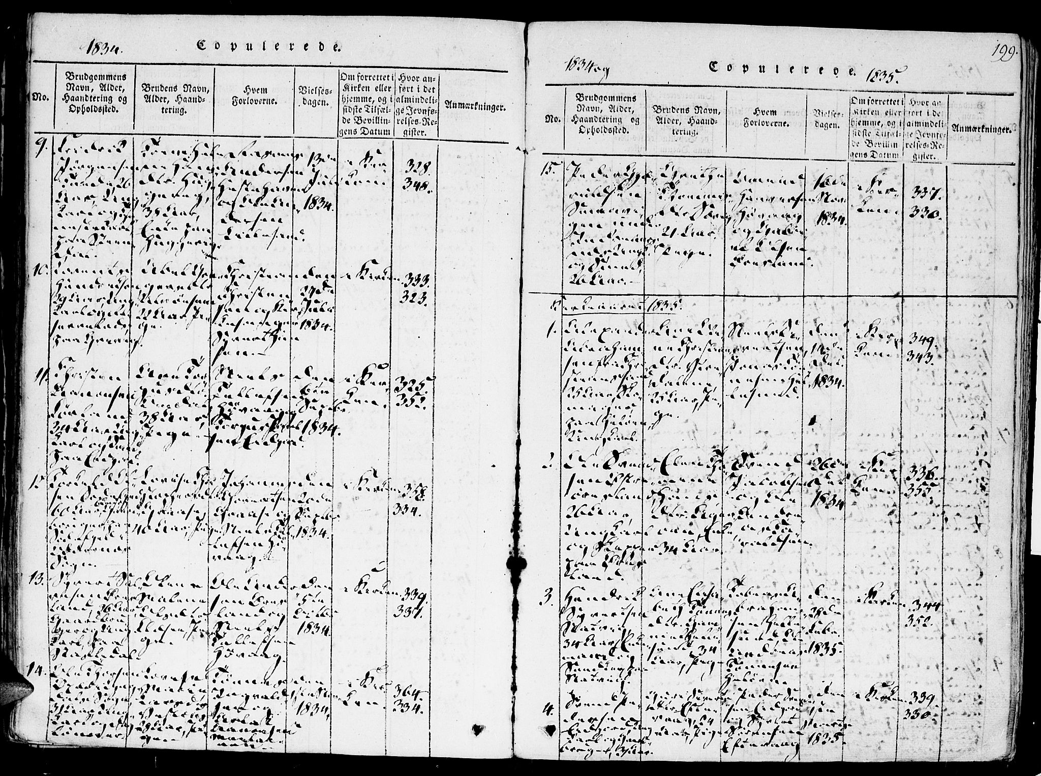 Høvåg sokneprestkontor, SAK/1111-0025/F/Fa/L0001: Parish register (official) no. A 1, 1816-1843, p. 199