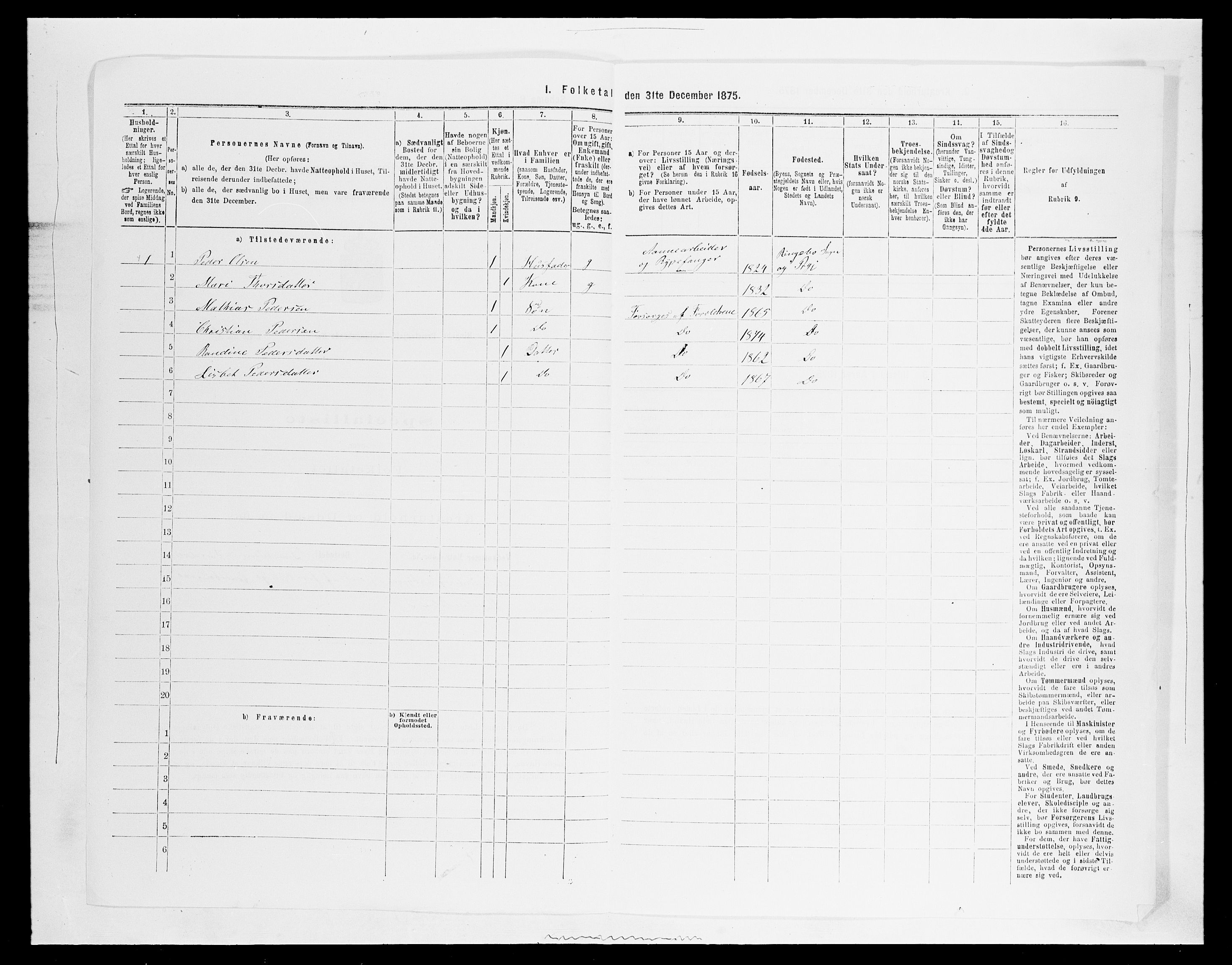 SAH, 1875 census for 0520P Ringebu, 1875, p. 1491