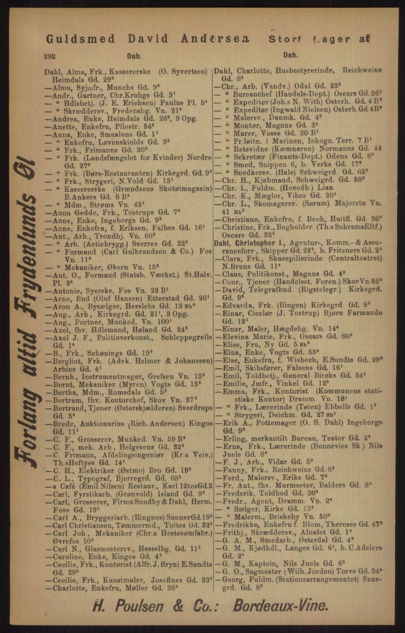 Kristiania/Oslo adressebok, PUBL/-, 1905, p. 292