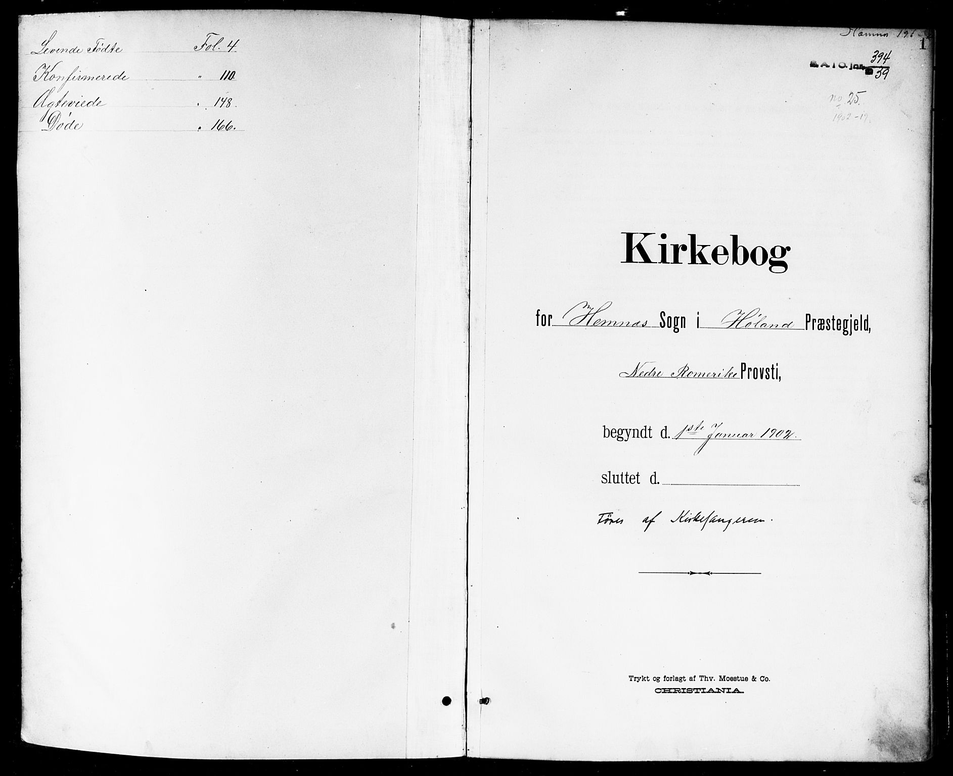 Høland prestekontor Kirkebøker, SAO/A-10346a/G/Gb/L0001: Parish register (copy) no. II 1, 1902-1919, p. 1