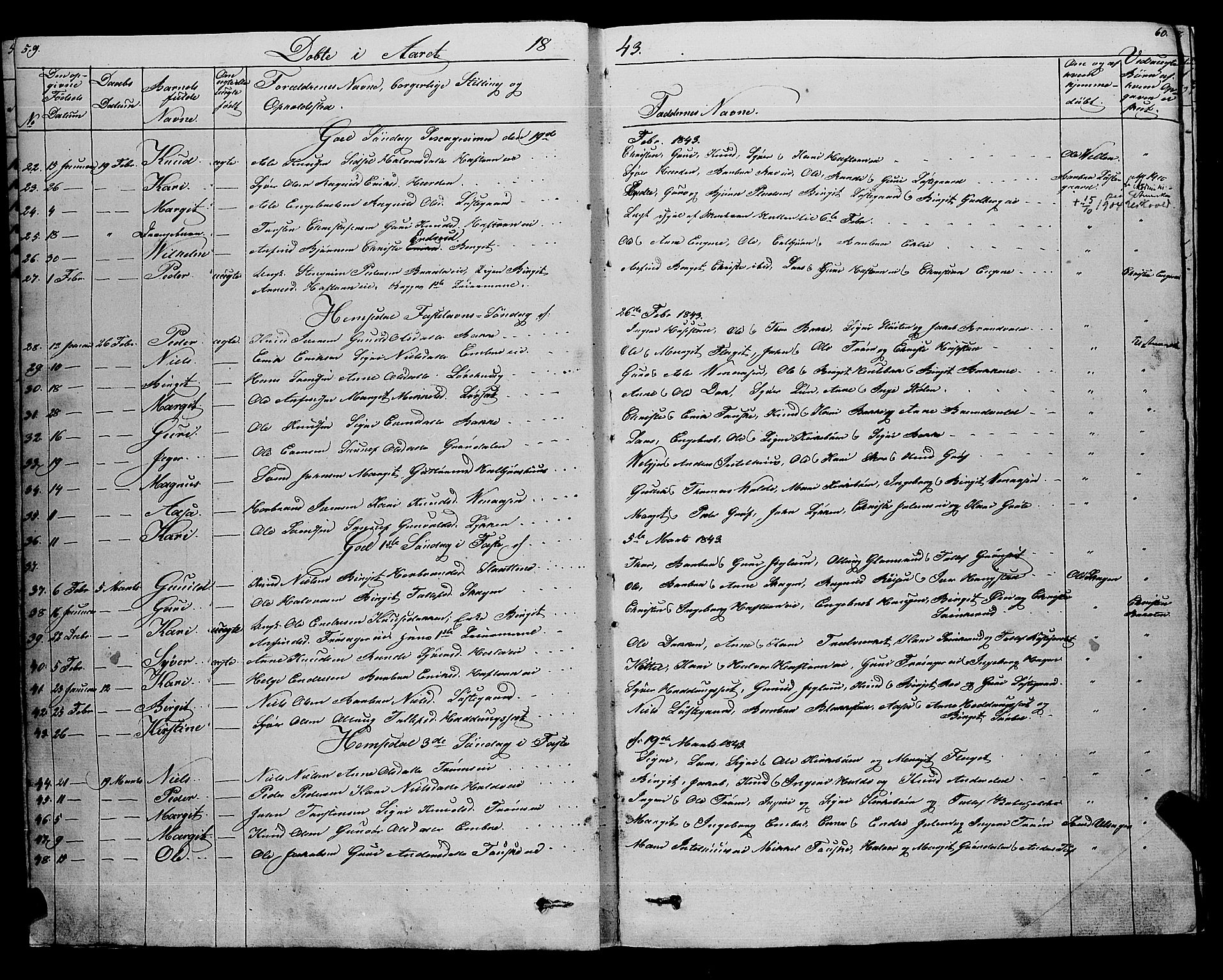 Gol kirkebøker, AV/SAKO-A-226/F/Fa/L0002: Parish register (official) no. I 2, 1837-1863, p. 59-60