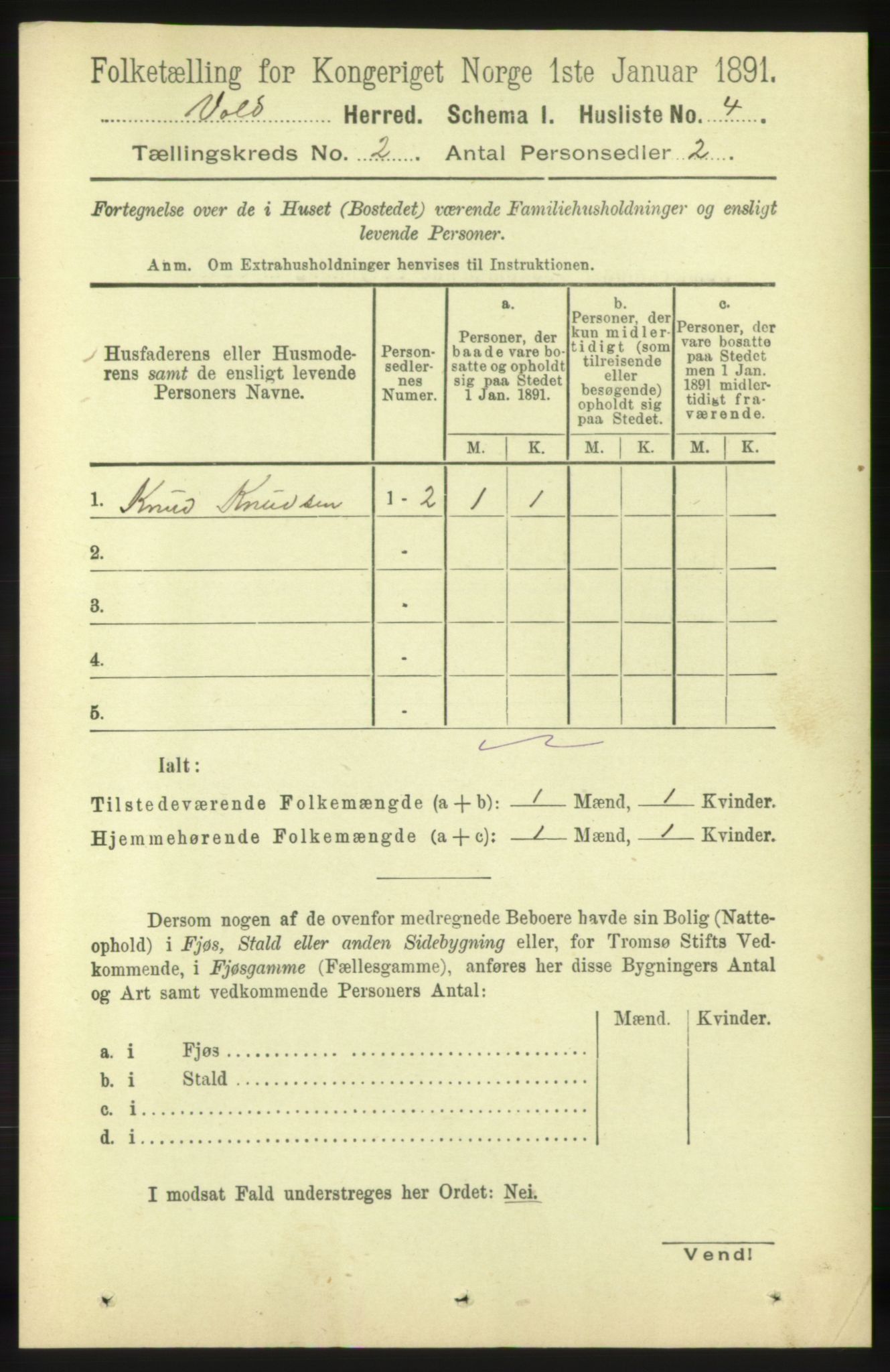 RA, 1891 census for 1537 Voll, 1891, p. 655