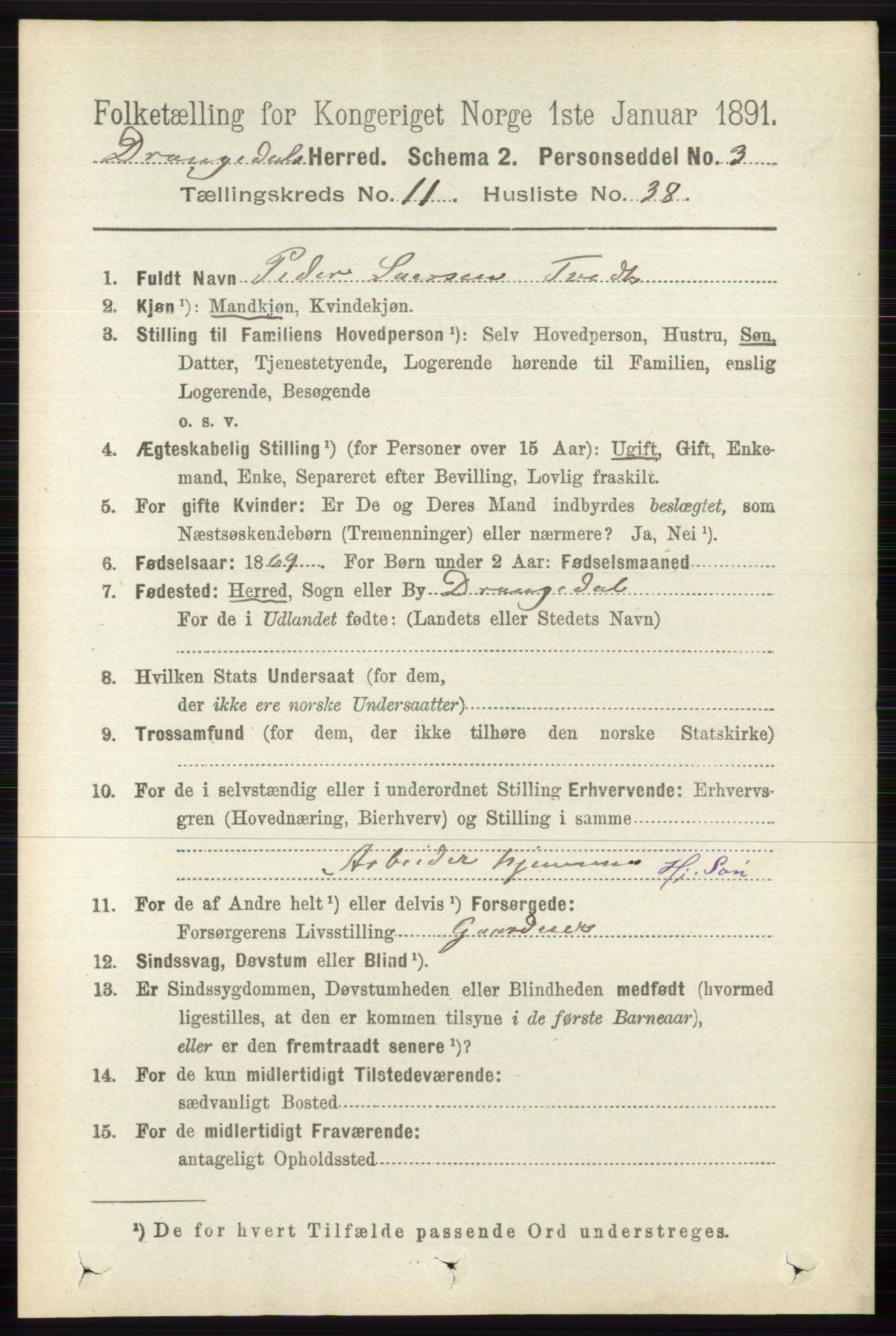 RA, 1891 census for 0817 Drangedal, 1891, p. 4164