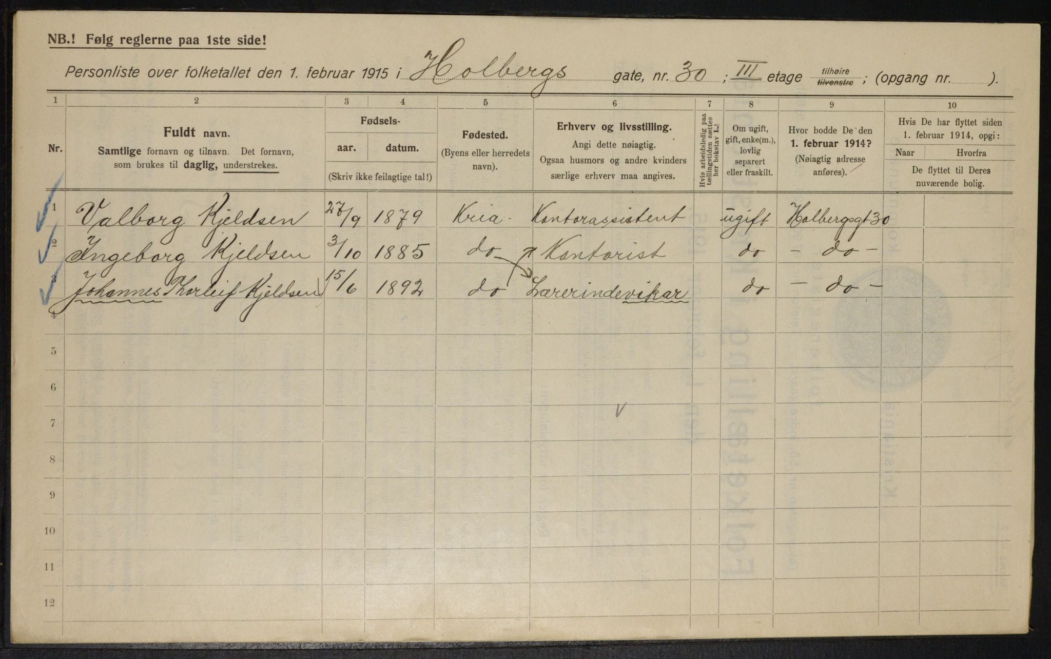 OBA, Municipal Census 1915 for Kristiania, 1915, p. 40132