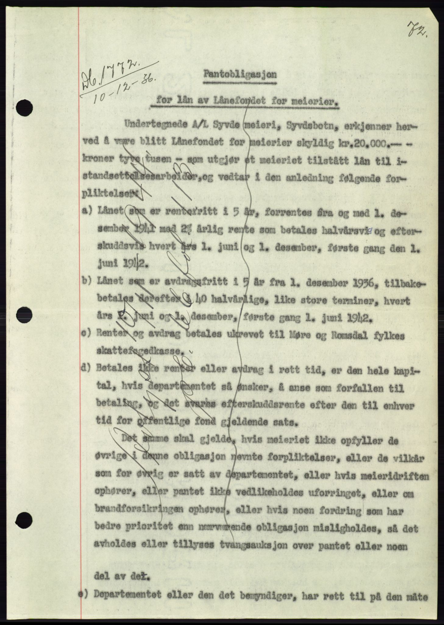 Søre Sunnmøre sorenskriveri, AV/SAT-A-4122/1/2/2C/L0062: Mortgage book no. 56, 1936-1937, Diary no: : 1772/1936