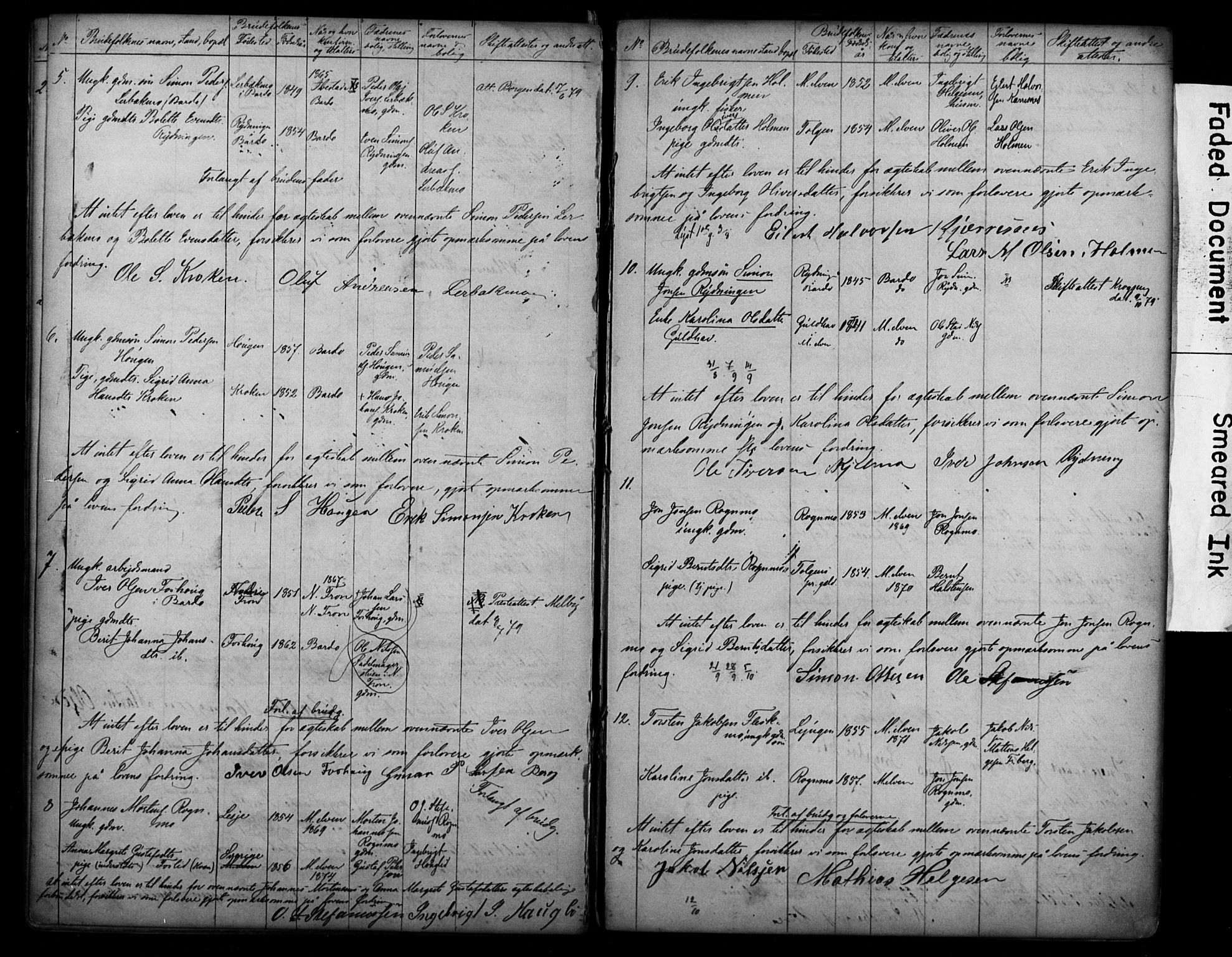 Målselv sokneprestembete, SATØ/S-1311/I/Id/L0038: Banns register no. 38, 1870-1890