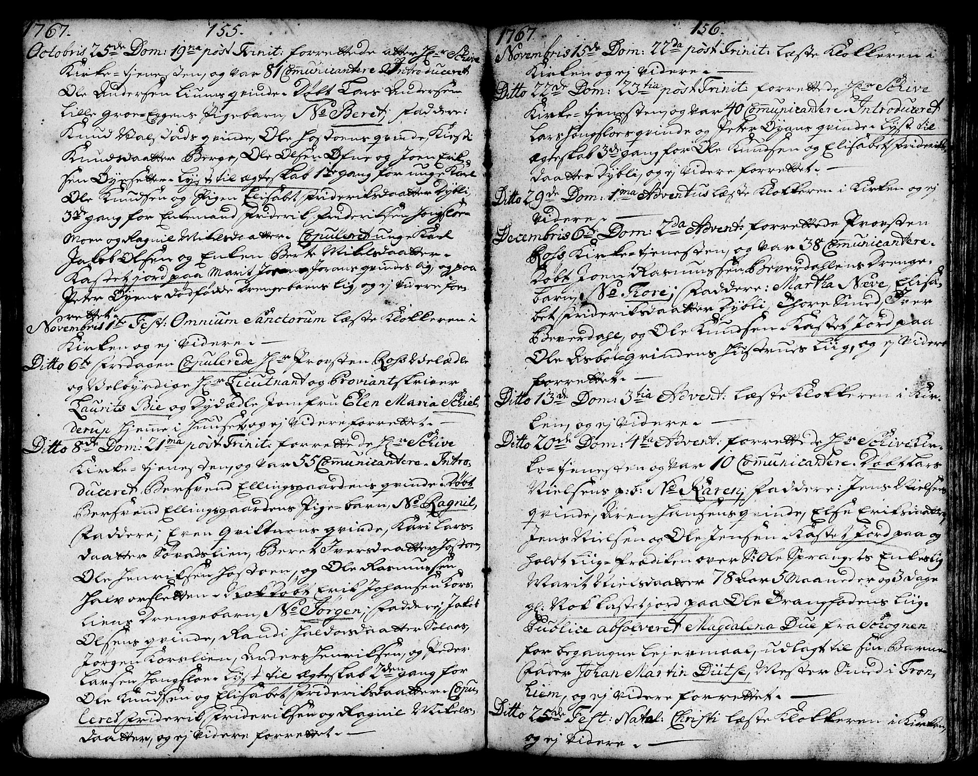 Ministerialprotokoller, klokkerbøker og fødselsregistre - Sør-Trøndelag, SAT/A-1456/671/L0840: Parish register (official) no. 671A02, 1756-1794, p. 155-156