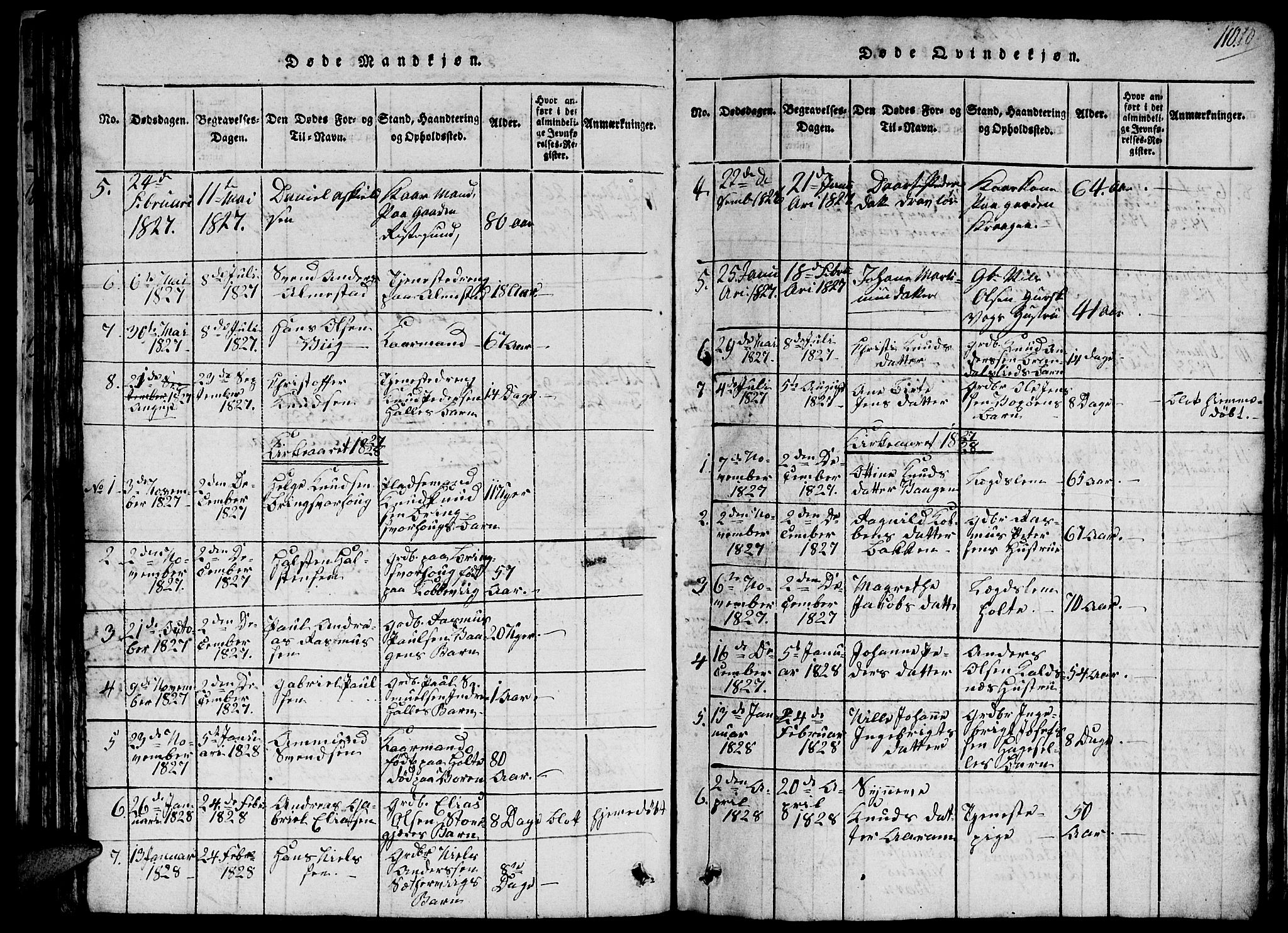 Ministerialprotokoller, klokkerbøker og fødselsregistre - Møre og Romsdal, SAT/A-1454/503/L0046: Parish register (copy) no. 503C01, 1816-1842, p. 110
