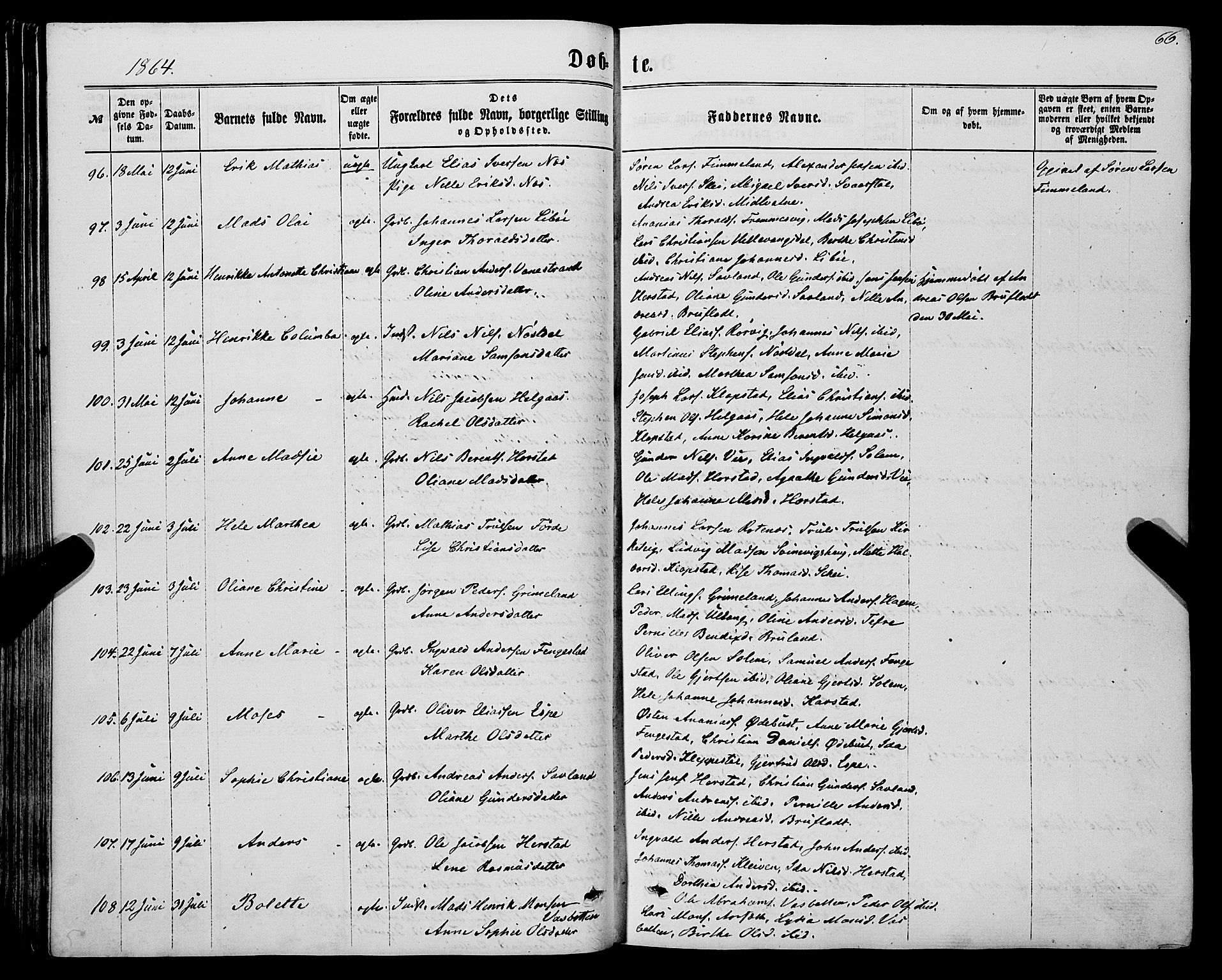 Førde sokneprestembete, AV/SAB-A-79901/H/Haa/Haaa/L0009: Parish register (official) no. A 9, 1861-1877, p. 66