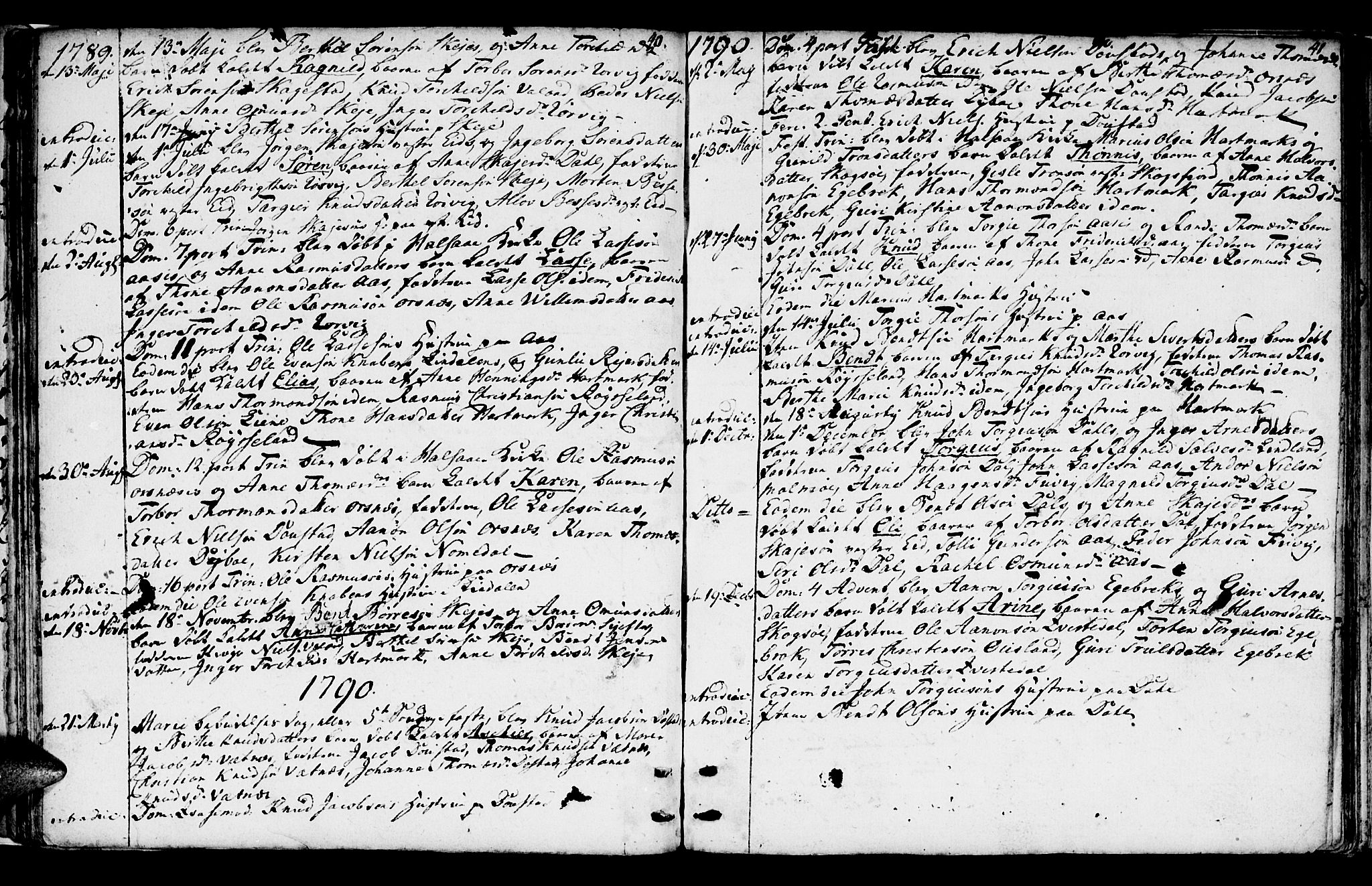 Mandal sokneprestkontor, SAK/1111-0030/F/Fa/Fab/L0002: Parish register (official) no. A 2, 1753-1801, p. 40-41