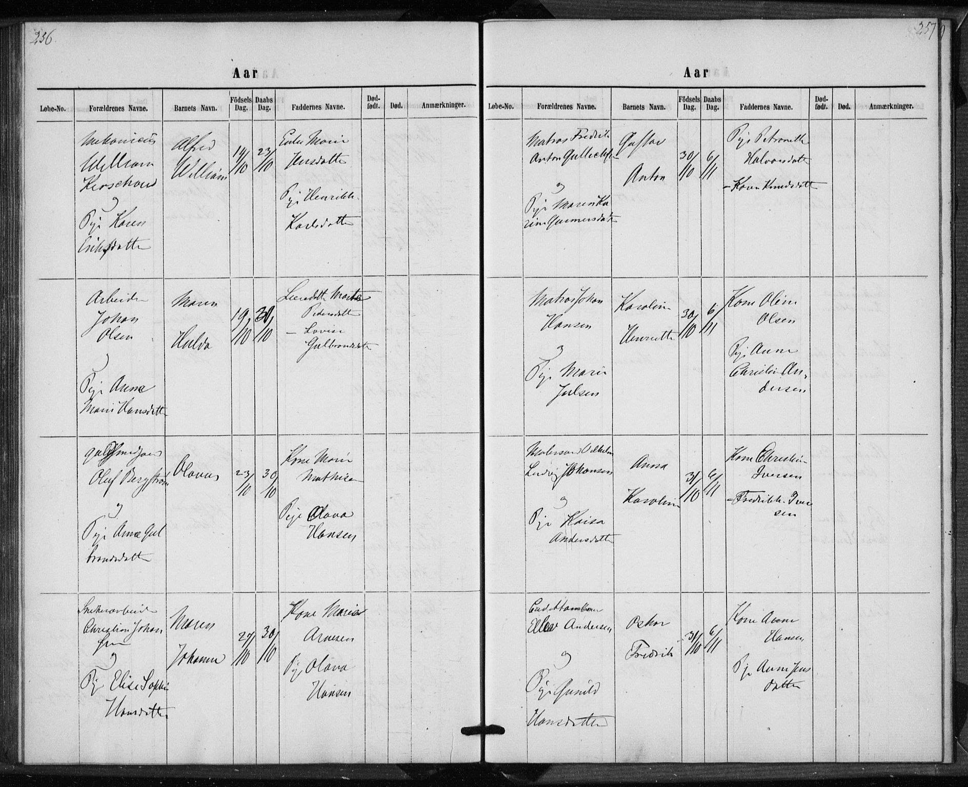 Rikshospitalet prestekontor Kirkebøker, AV/SAO-A-10309b/K/L0002/0001: Baptism register no. 2.1, 1854-1860, p. 256-257