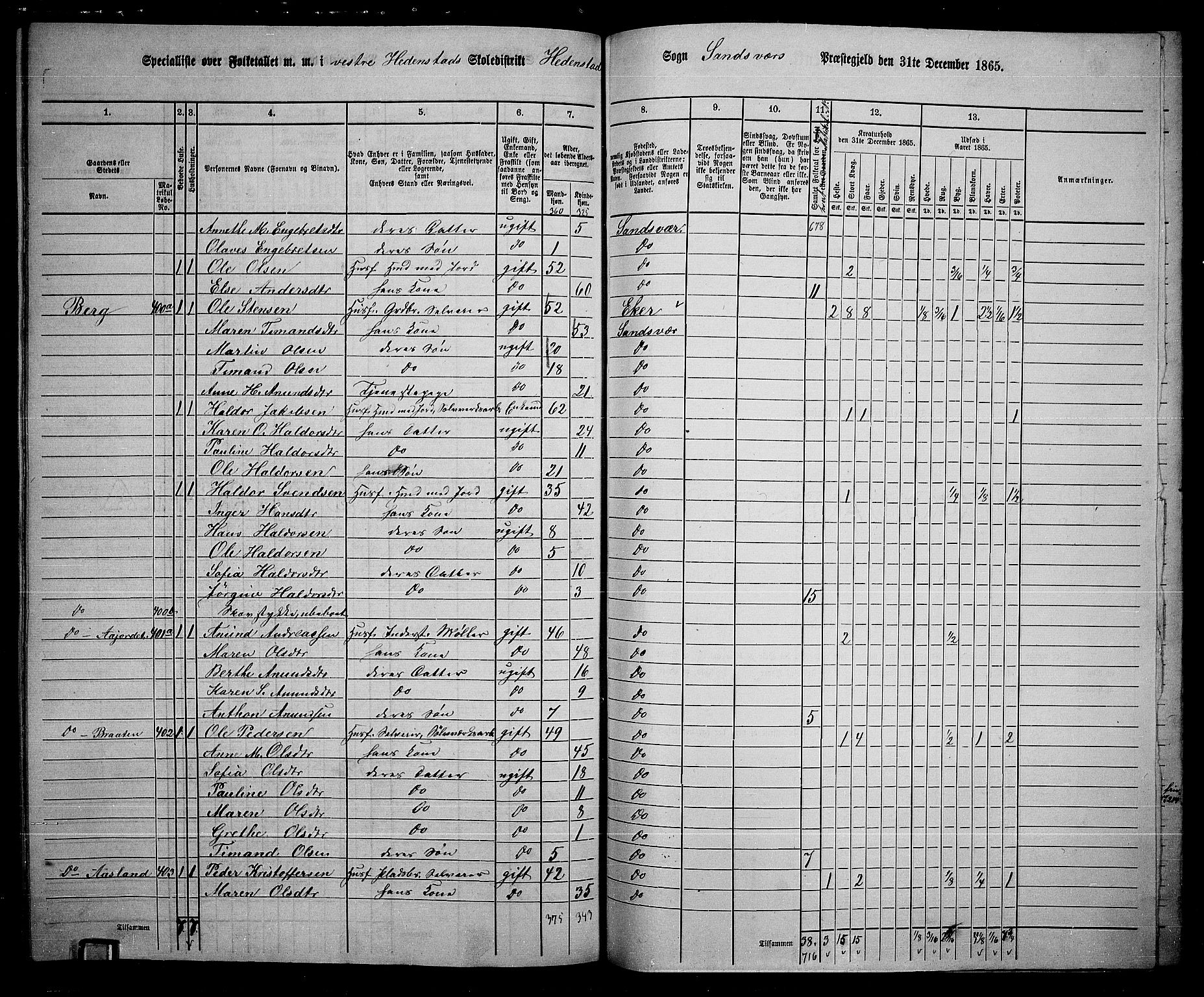 RA, 1865 census for Sandsvær, 1865, p. 143