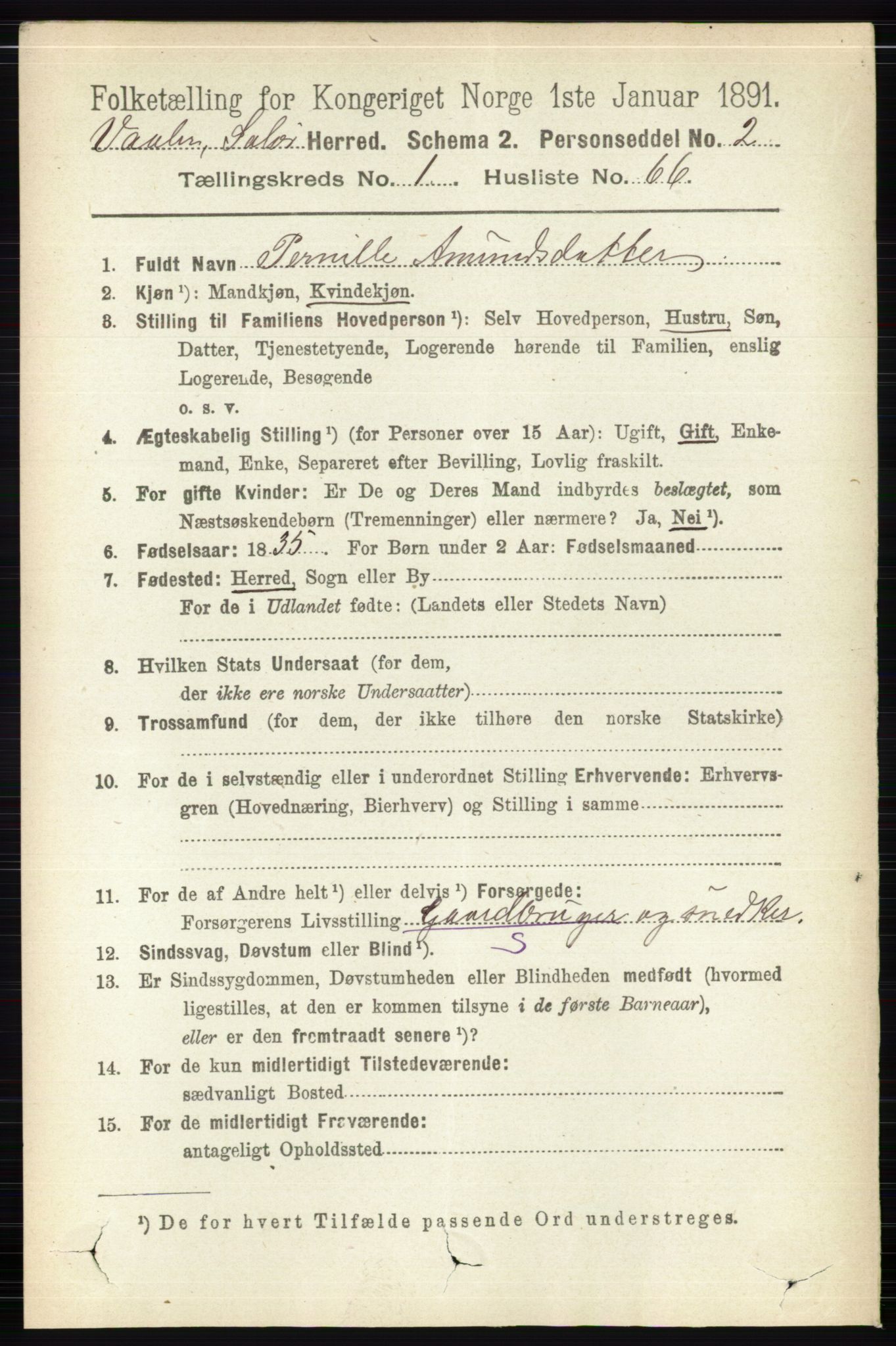 RA, 1891 census for 0426 Våler, 1891, p. 421