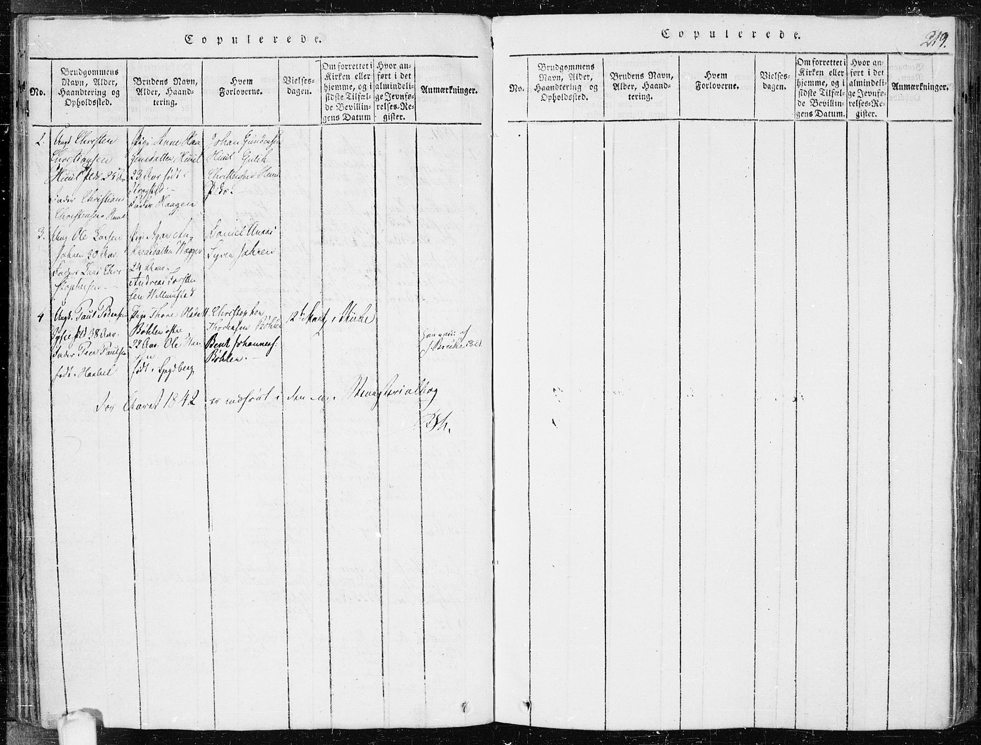 Hobøl prestekontor Kirkebøker, AV/SAO-A-2002/F/Fa/L0002: Parish register (official) no. I 2, 1814-1841, p. 219