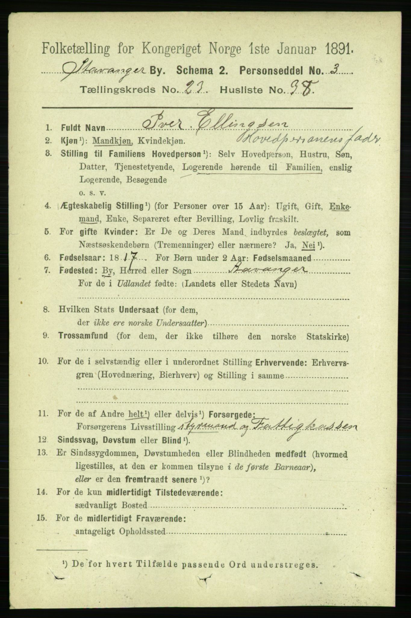 RA, 1891 census for 1103 Stavanger, 1891, p. 25733