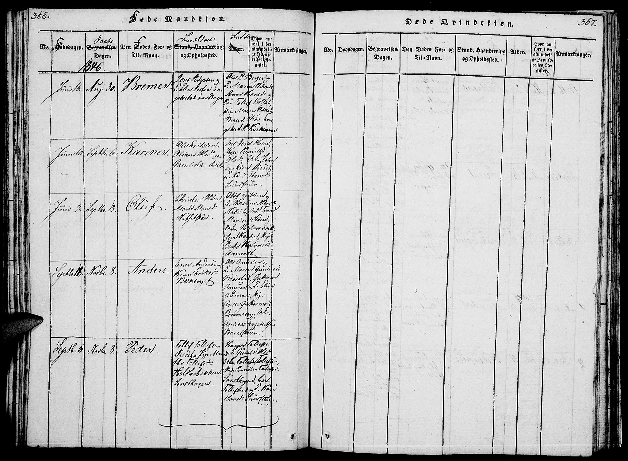 Åmot prestekontor, Hedmark, SAH/PREST-056/H/Ha/Hab/L0001: Parish register (copy) no. 1, 1815-1847, p. 366-367