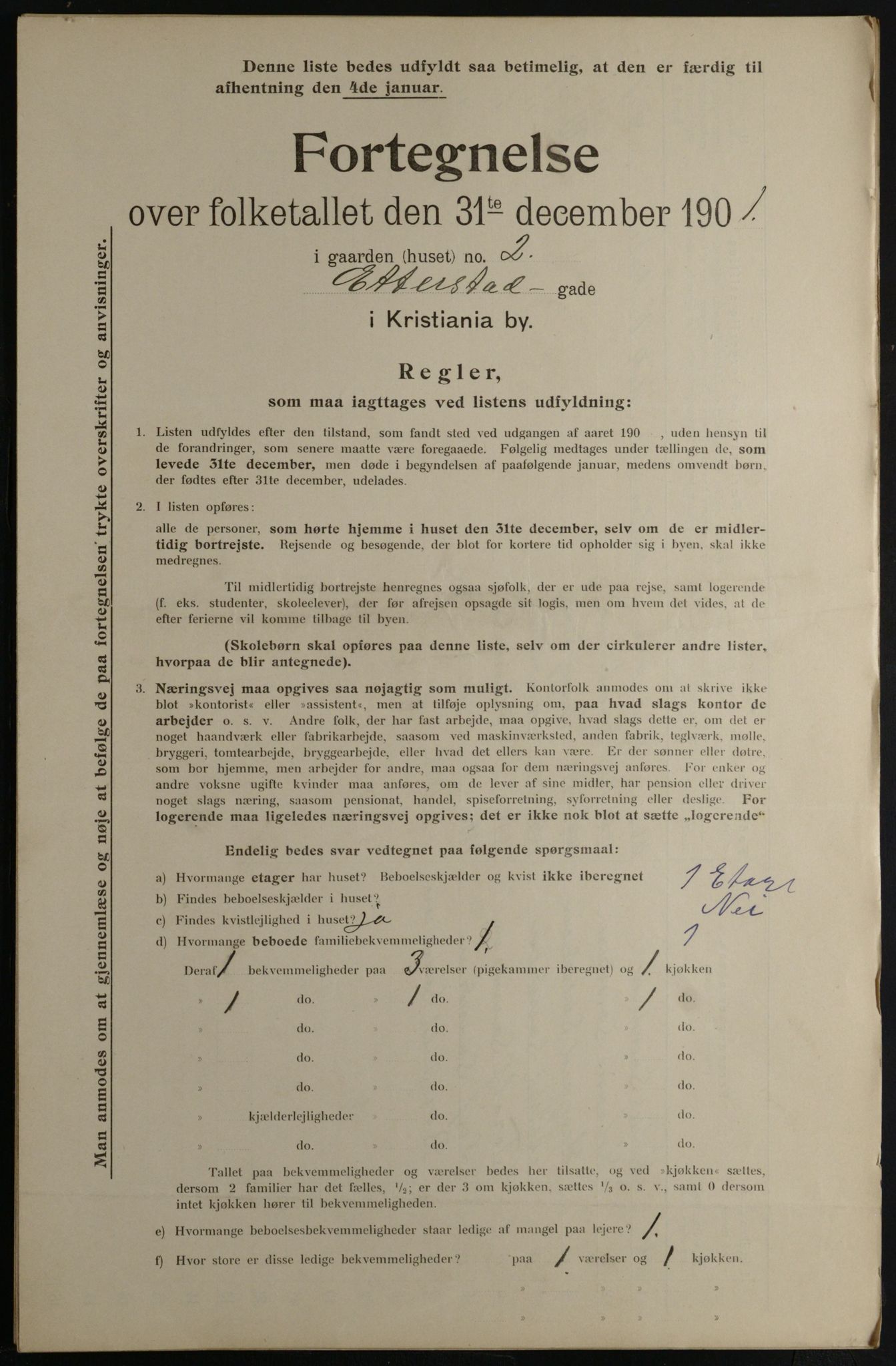 OBA, Municipal Census 1901 for Kristiania, 1901, p. 3589