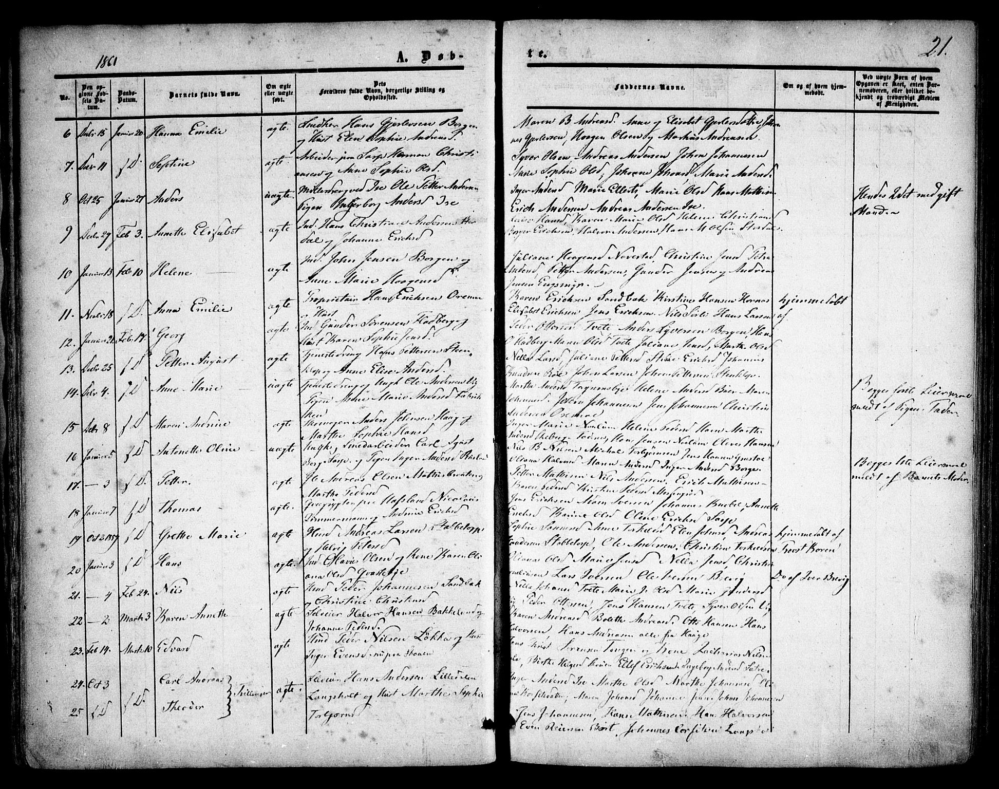 Skjeberg prestekontor Kirkebøker, SAO/A-10923/F/Fa/L0007: Parish register (official) no. I 7, 1859-1868, p. 21