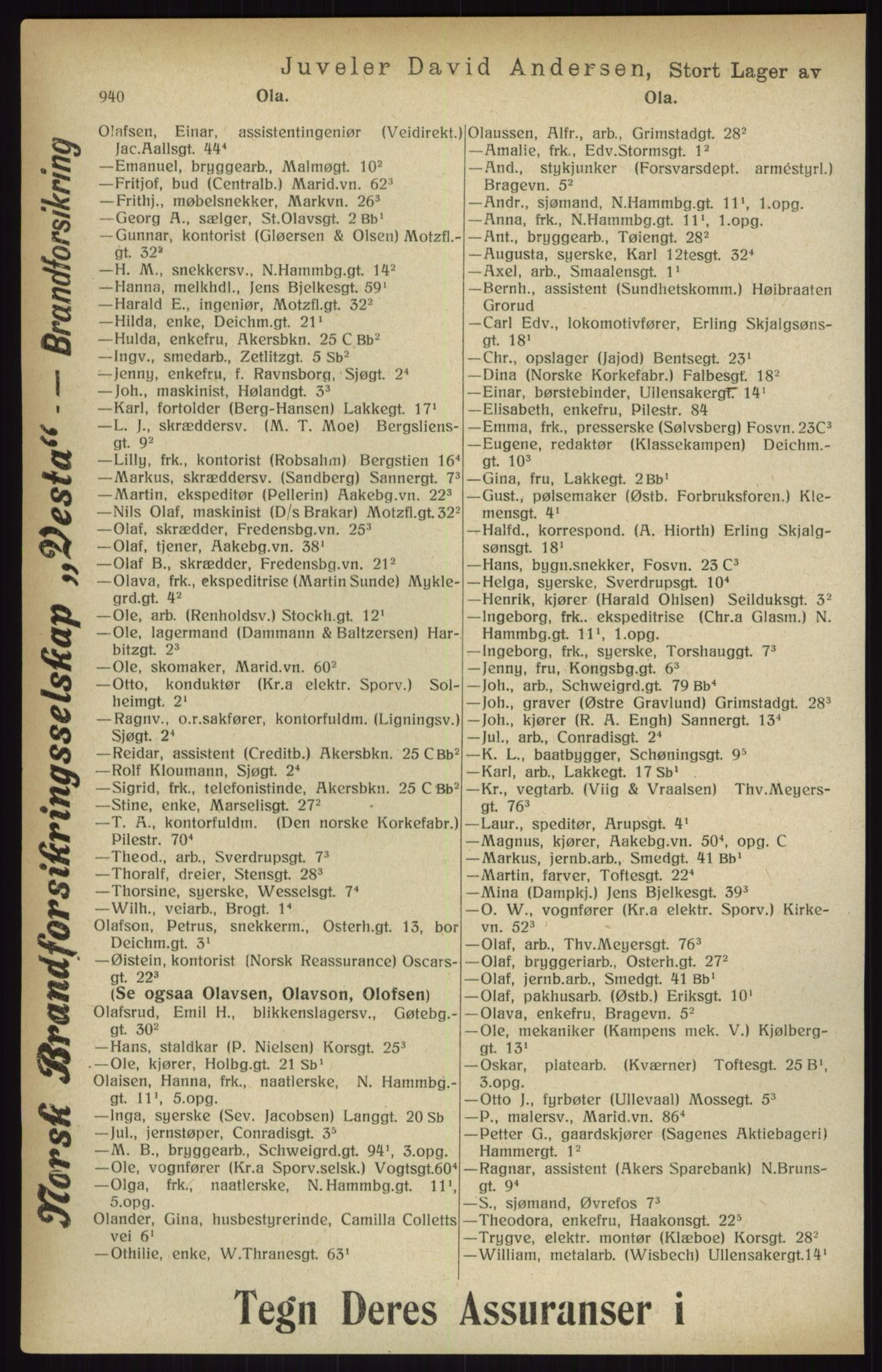 Kristiania/Oslo adressebok, PUBL/-, 1916, p. 940