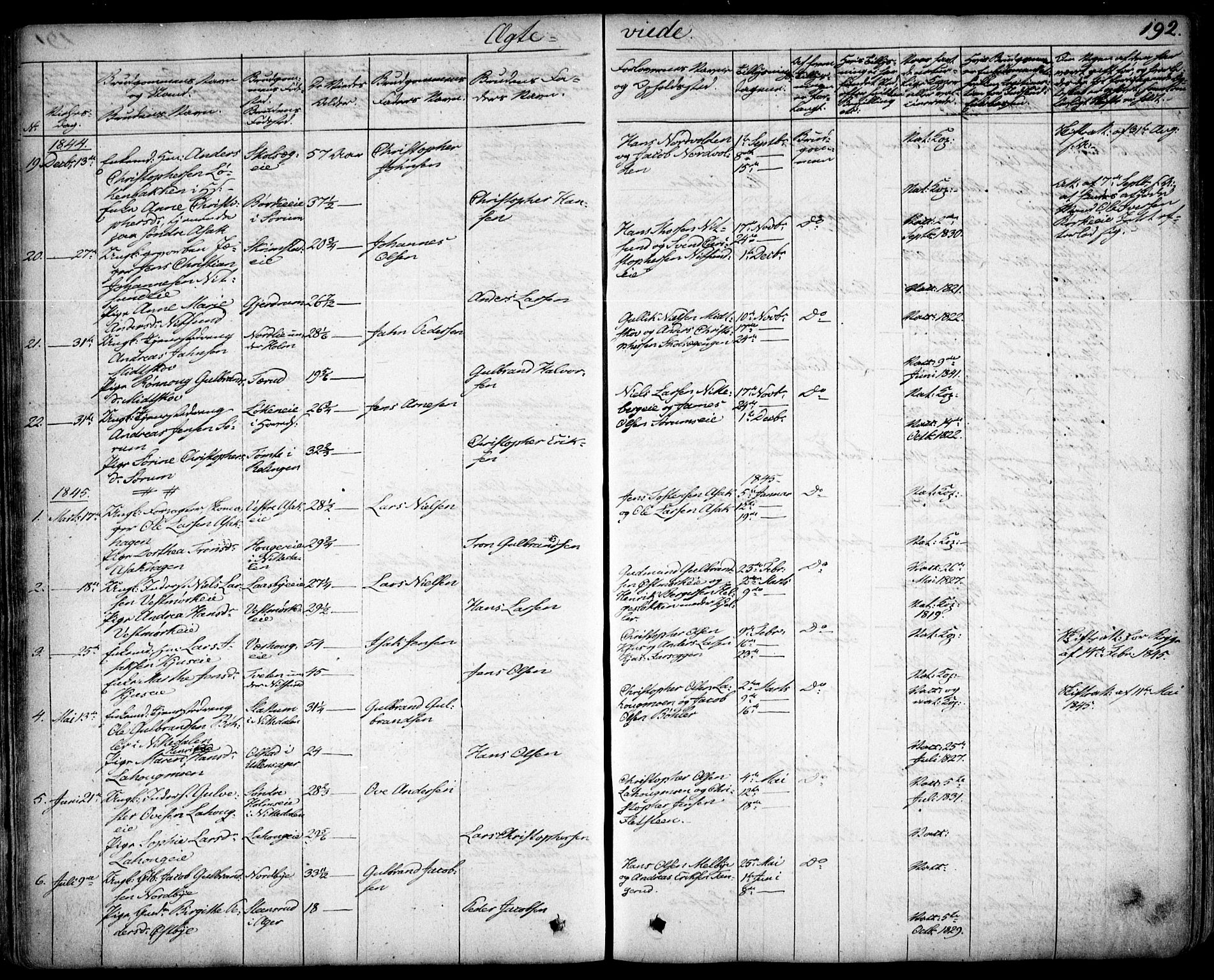 Skedsmo prestekontor Kirkebøker, SAO/A-10033a/F/Fa/L0009: Parish register (official) no. I 9, 1830-1853, p. 192