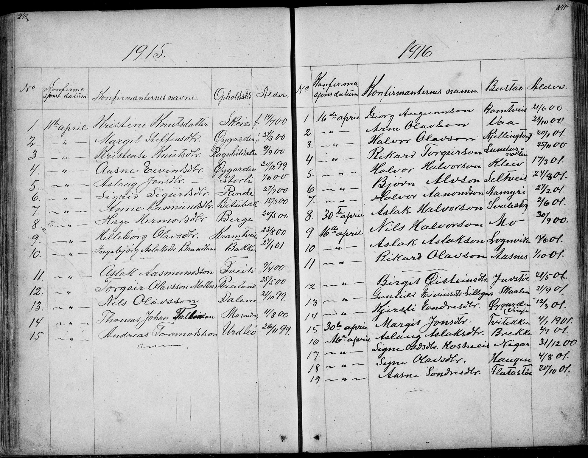 Rauland kirkebøker, AV/SAKO-A-292/G/Ga/L0002: Parish register (copy) no. I 2, 1849-1935, p. 240-241