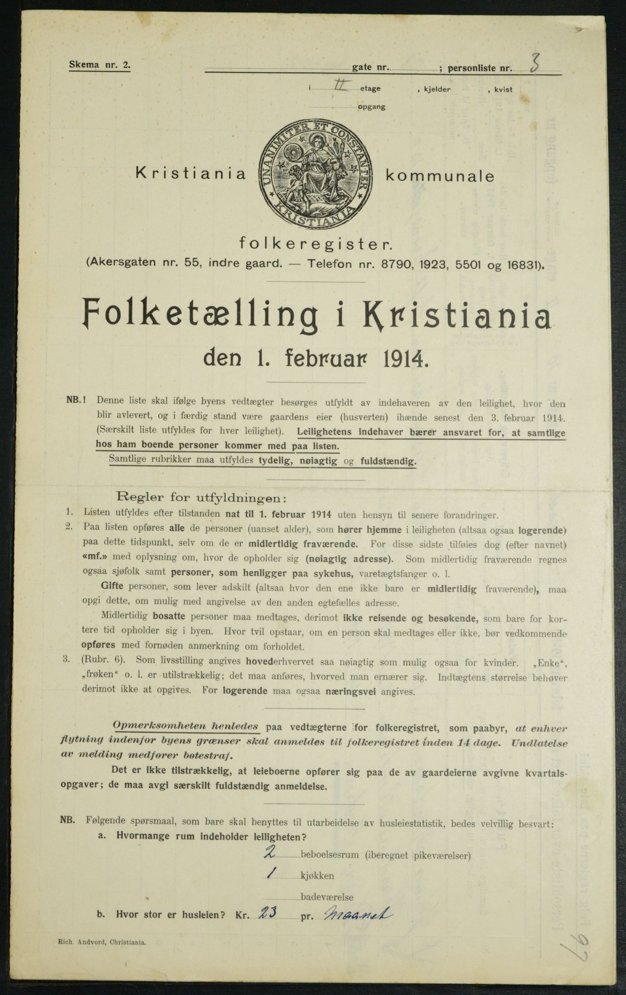 OBA, Municipal Census 1914 for Kristiania, 1914, p. 23075