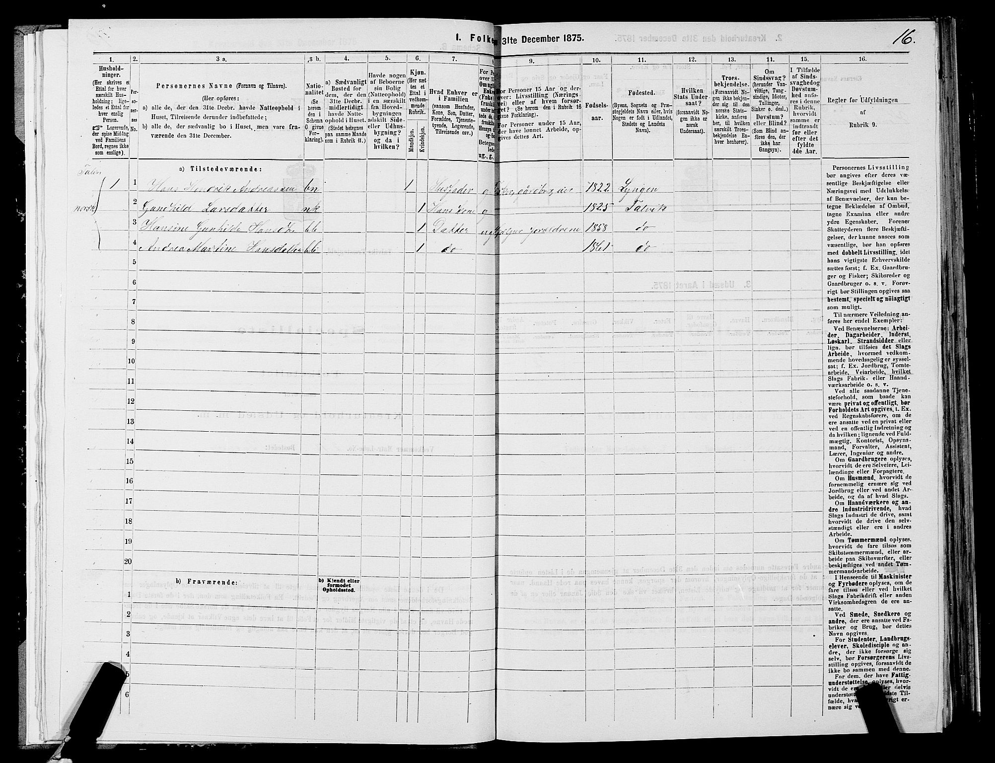 SATØ, 1875 census for 2013P Talvik, 1875, p. 1016