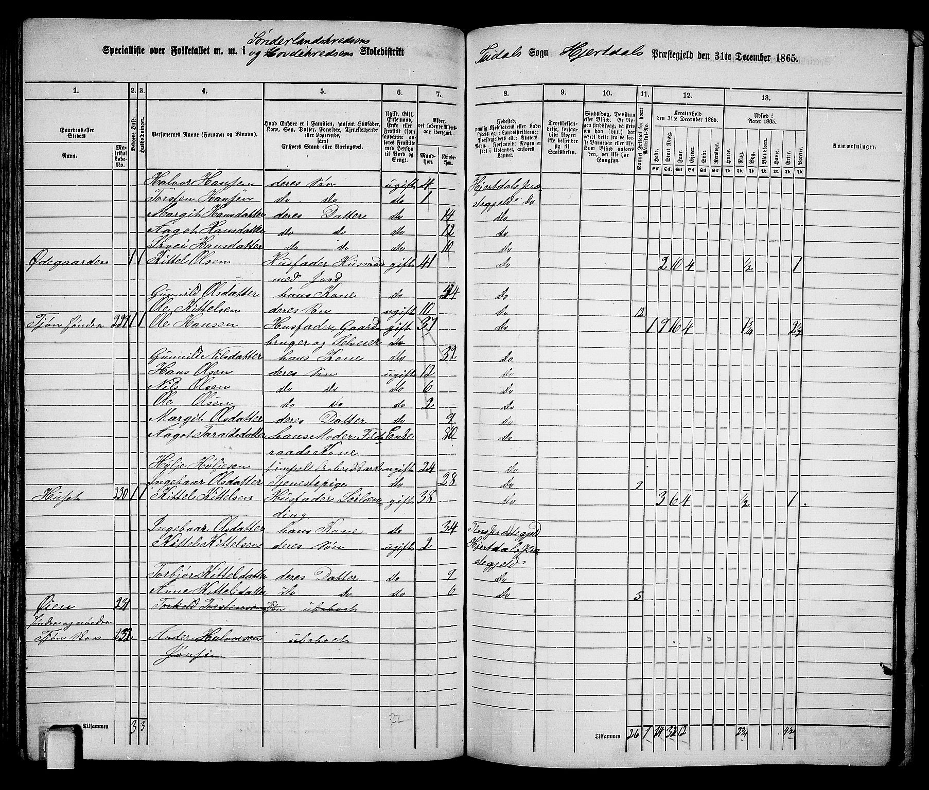 RA, 1865 census for Hjartdal, 1865, p. 116