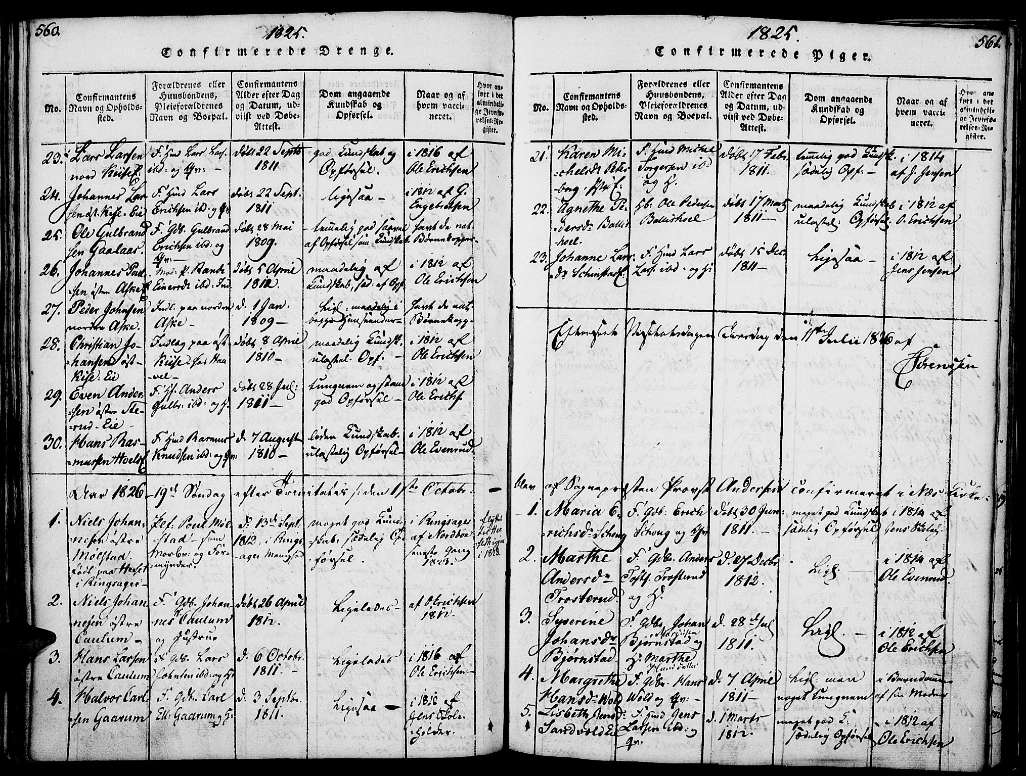 Nes prestekontor, Hedmark, SAH/PREST-020/K/Ka/L0002: Parish register (official) no. 2, 1813-1827, p. 560-561