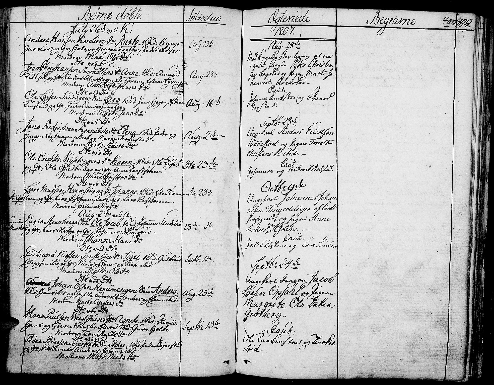 Toten prestekontor, AV/SAH-PREST-102/H/Ha/Haa/L0007: Parish register (official) no. 7, 1794-1809, p. 400