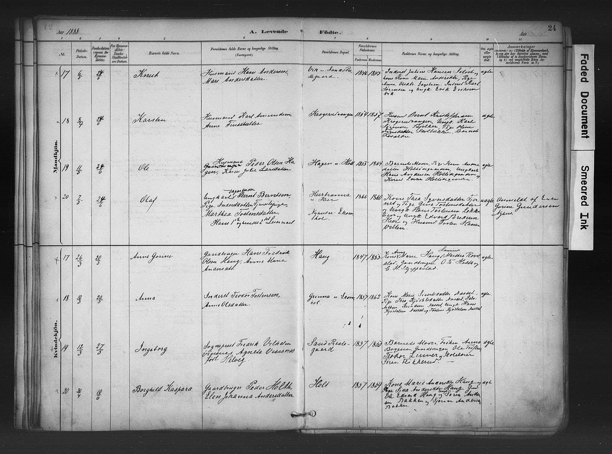 Nord-Odal prestekontor, AV/SAH-PREST-032/H/Ha/Haa/L0006: Parish register (official) no. 6, 1886-1901, p. 24