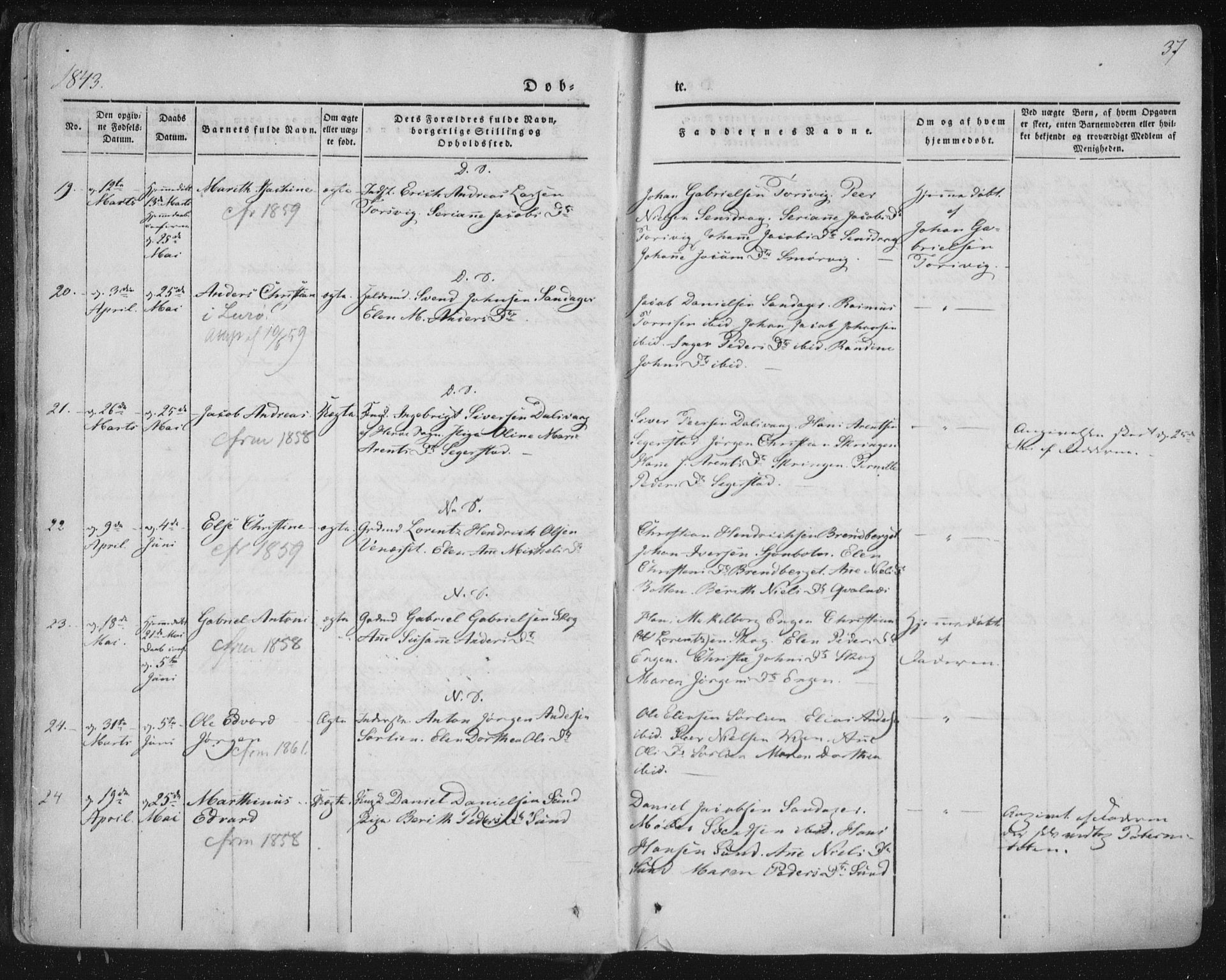 Ministerialprotokoller, klokkerbøker og fødselsregistre - Nordland, AV/SAT-A-1459/838/L0549: Parish register (official) no. 838A07, 1840-1854, p. 37