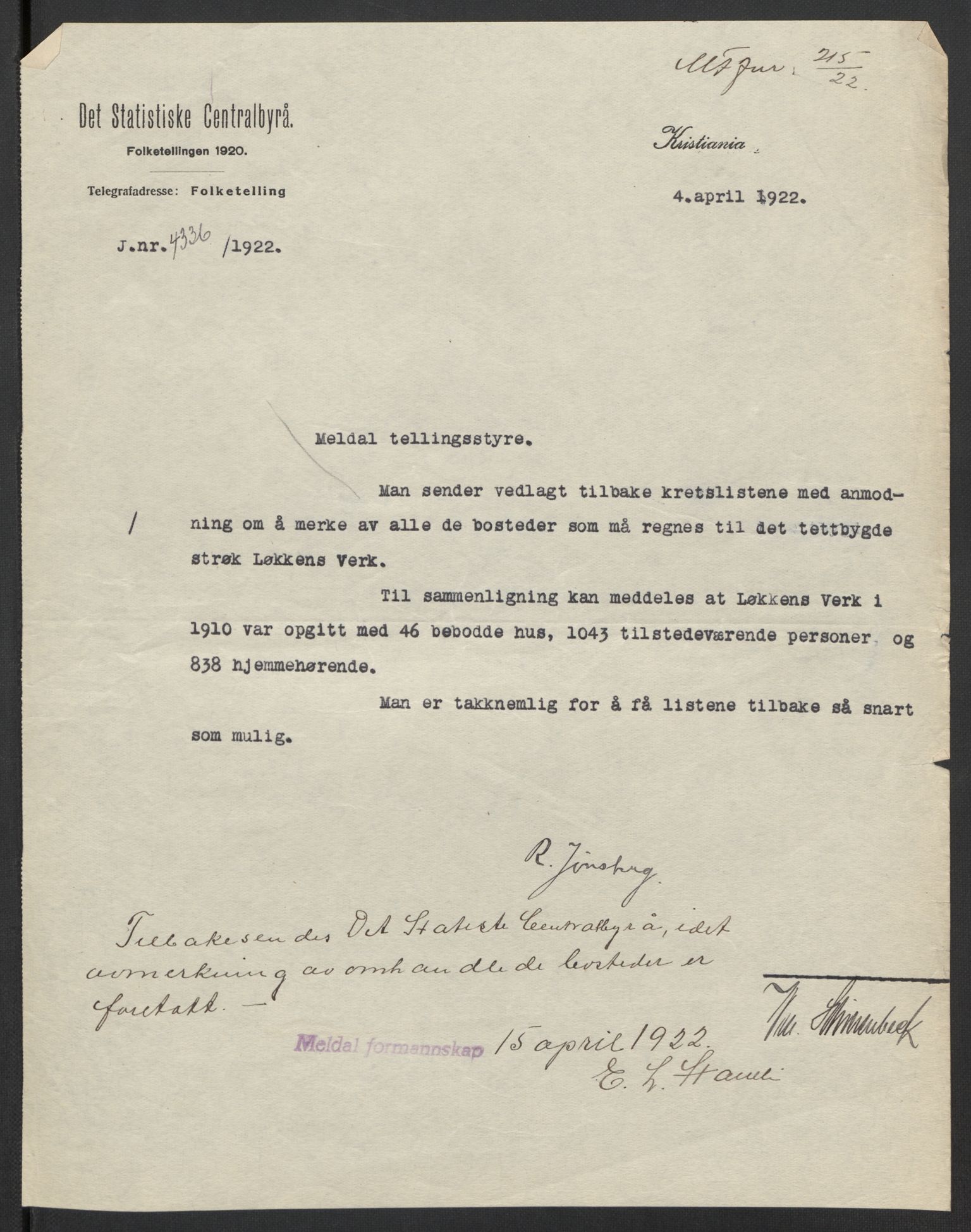 SAT, 1920 census for Meldal, 1920, p. 3