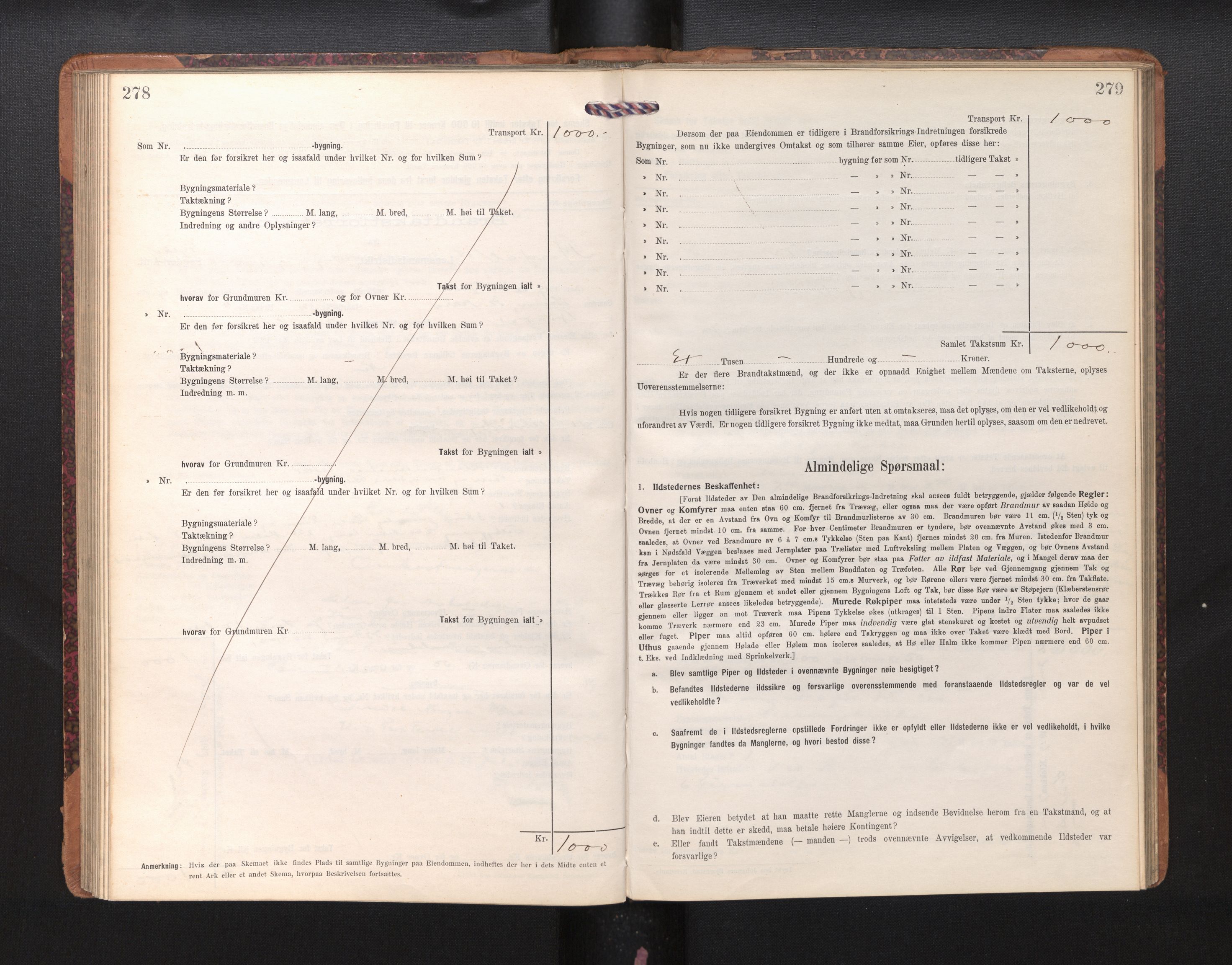 Lensmannen i Årdal, AV/SAB-A-30501/0012/L0009: Branntakstprotokoll, skjematakst, 1914-1926, p. 278-279