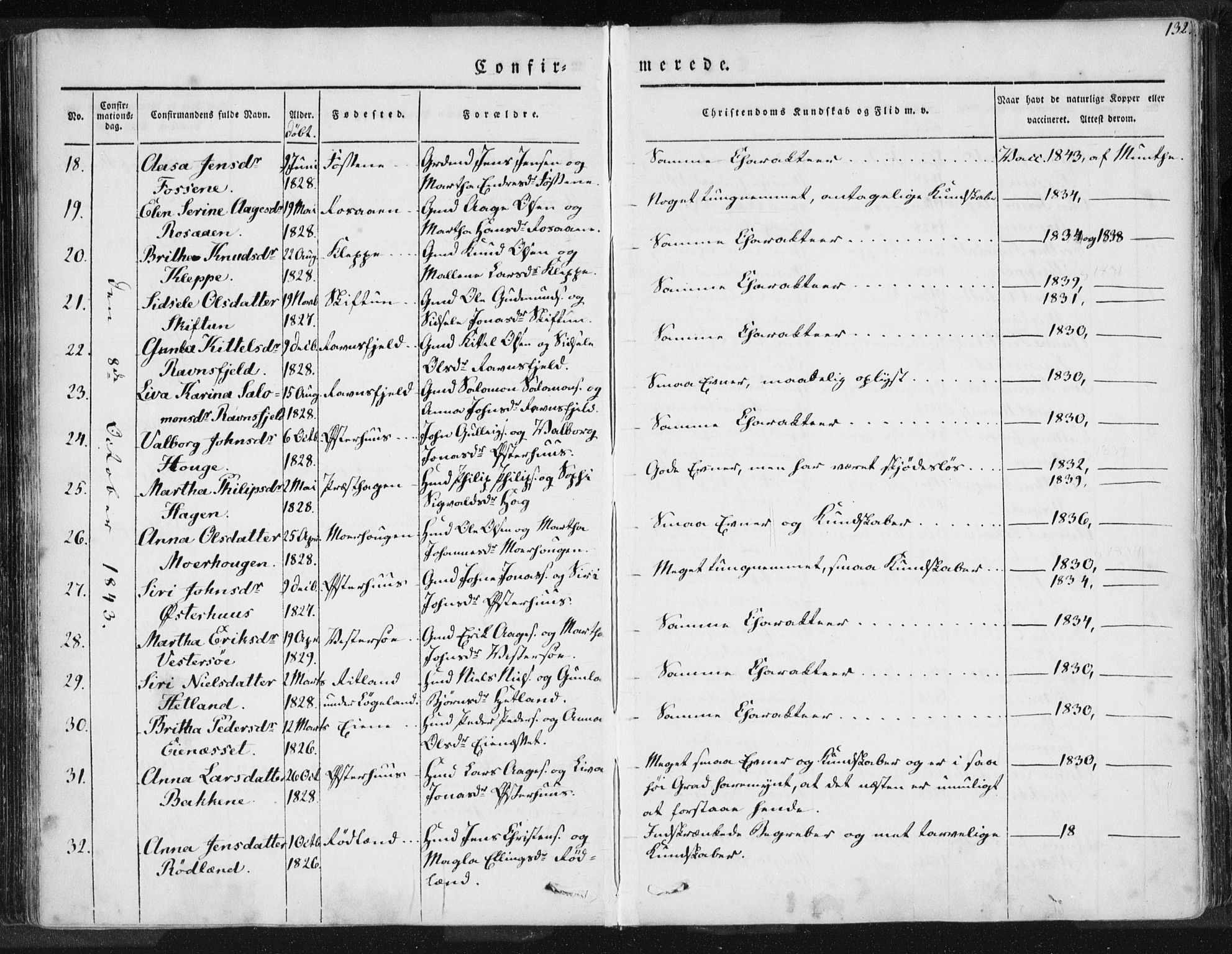 Hjelmeland sokneprestkontor, SAST/A-101843/01/IV/L0006: Parish register (official) no. A 6, 1834-1845, p. 132