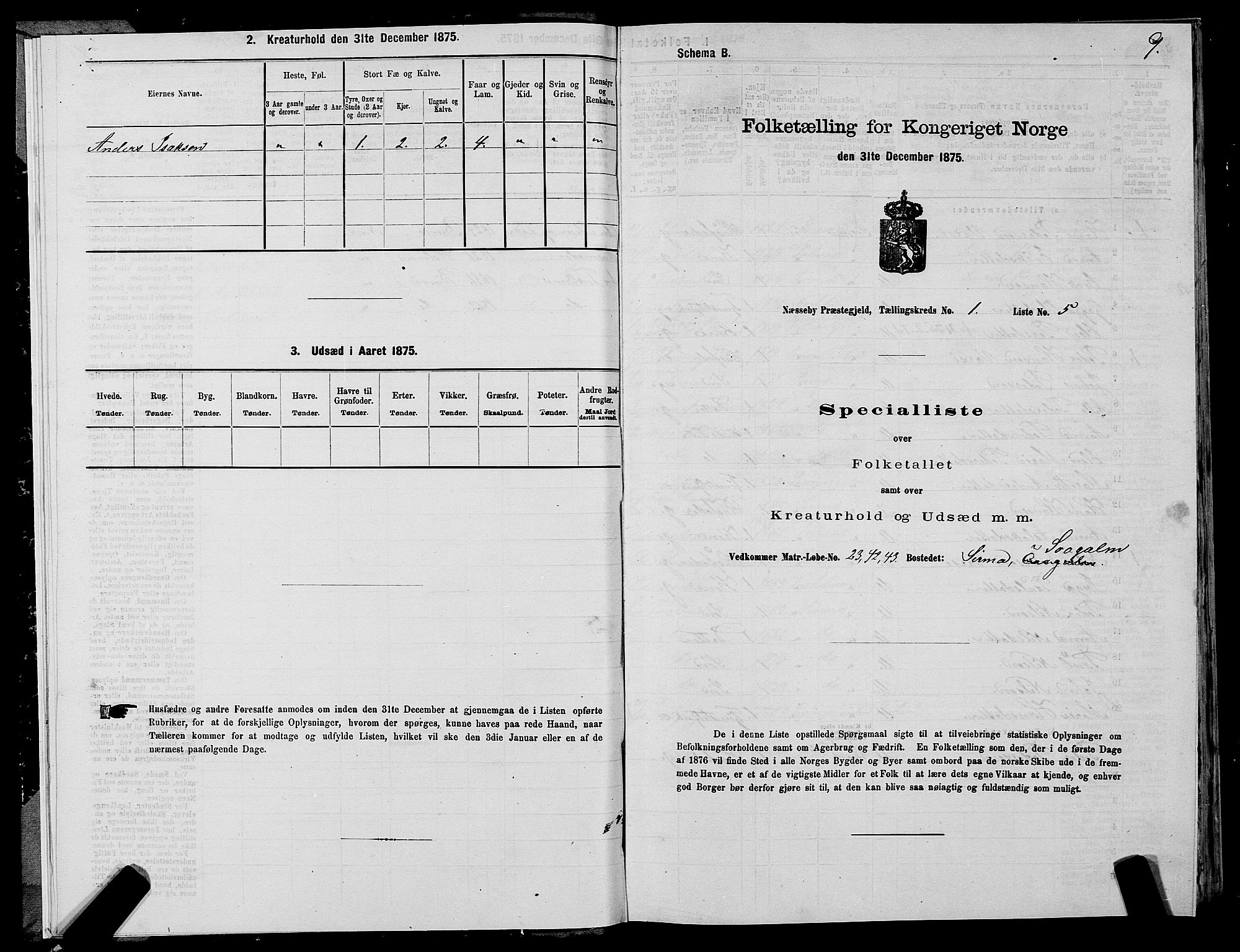 SATØ, 1875 census for 2027P Nesseby, 1875, p. 1009