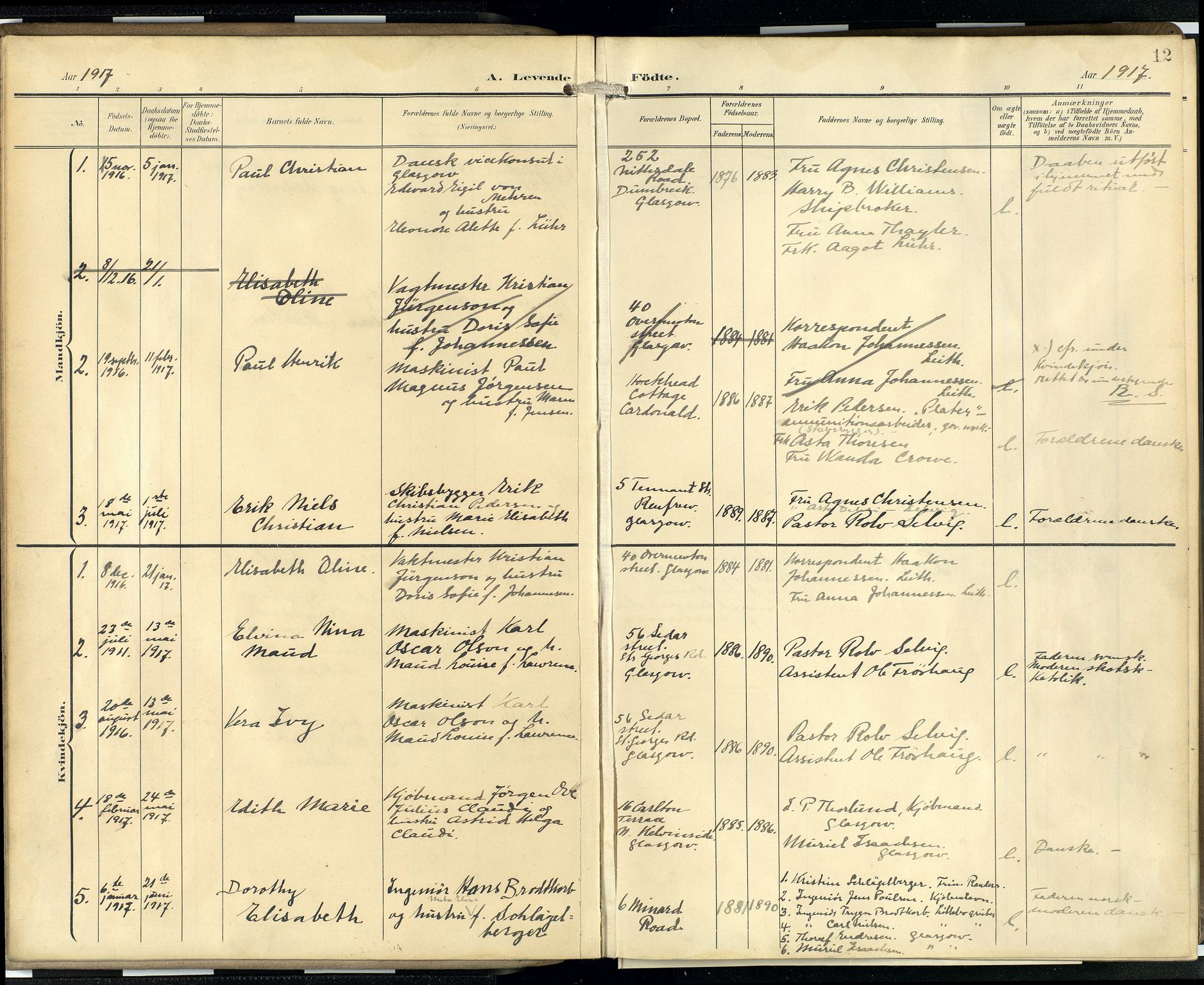 Den norske sjømannsmisjon i utlandet/Skotske havner (Leith, Glasgow), AV/SAB-SAB/PA-0100/H/Ha/Hab/L0001: Parish register (official) no. B 1, 1902-1931, p. 11b-12a