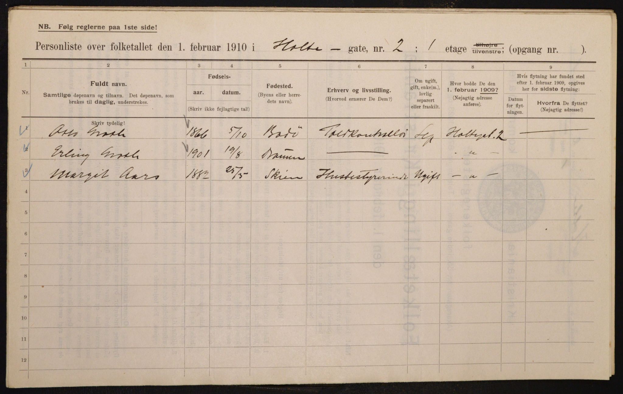 OBA, Municipal Census 1910 for Kristiania, 1910, p. 40347