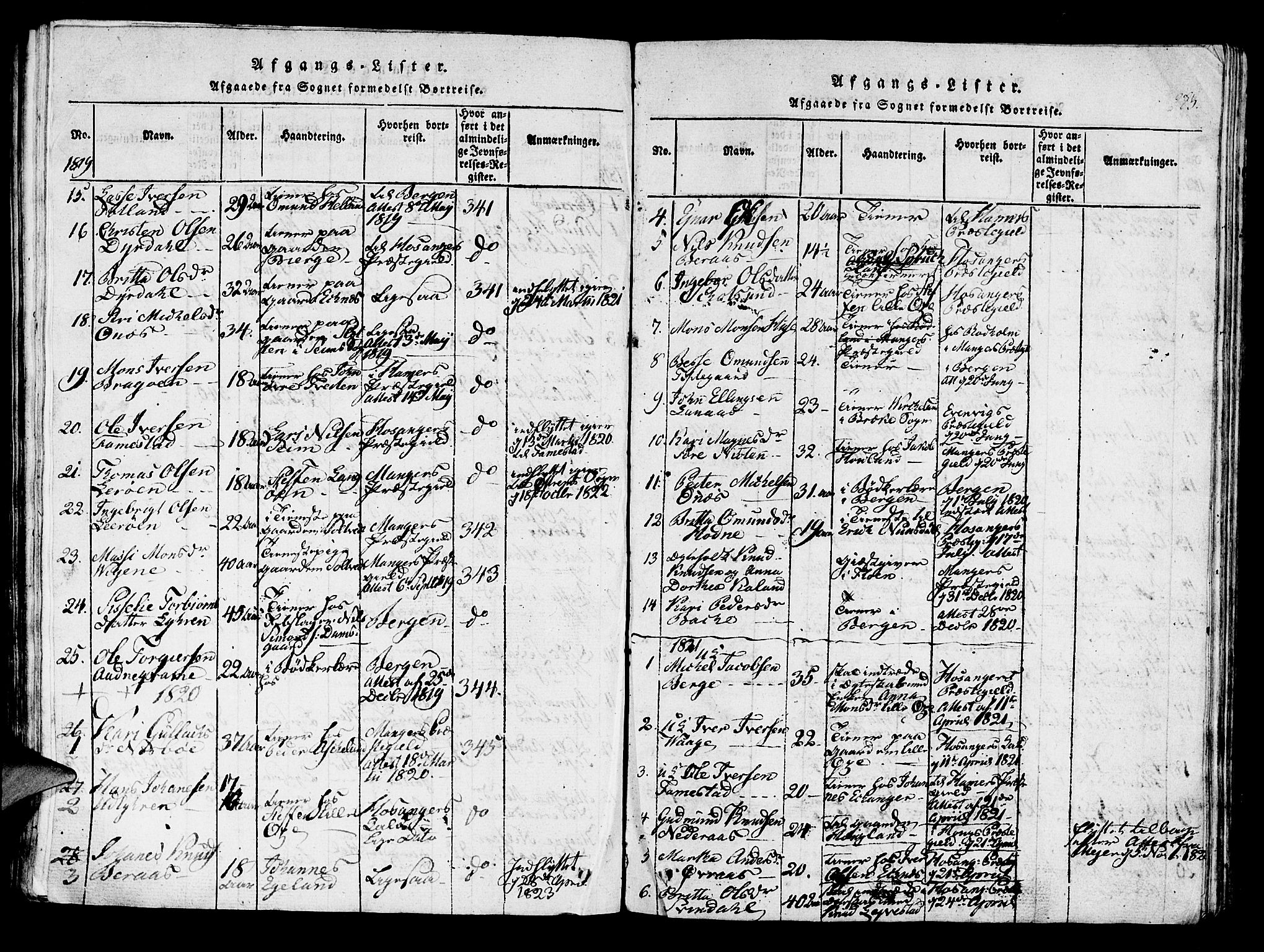 Lindås Sokneprestembete, SAB/A-76701/H/Haa: Parish register (official) no. A 7, 1816-1823, p. 283